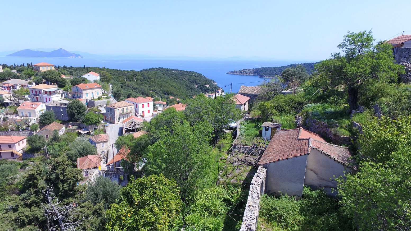 Aerial view of house for sale in ithaca Greece, Rachi