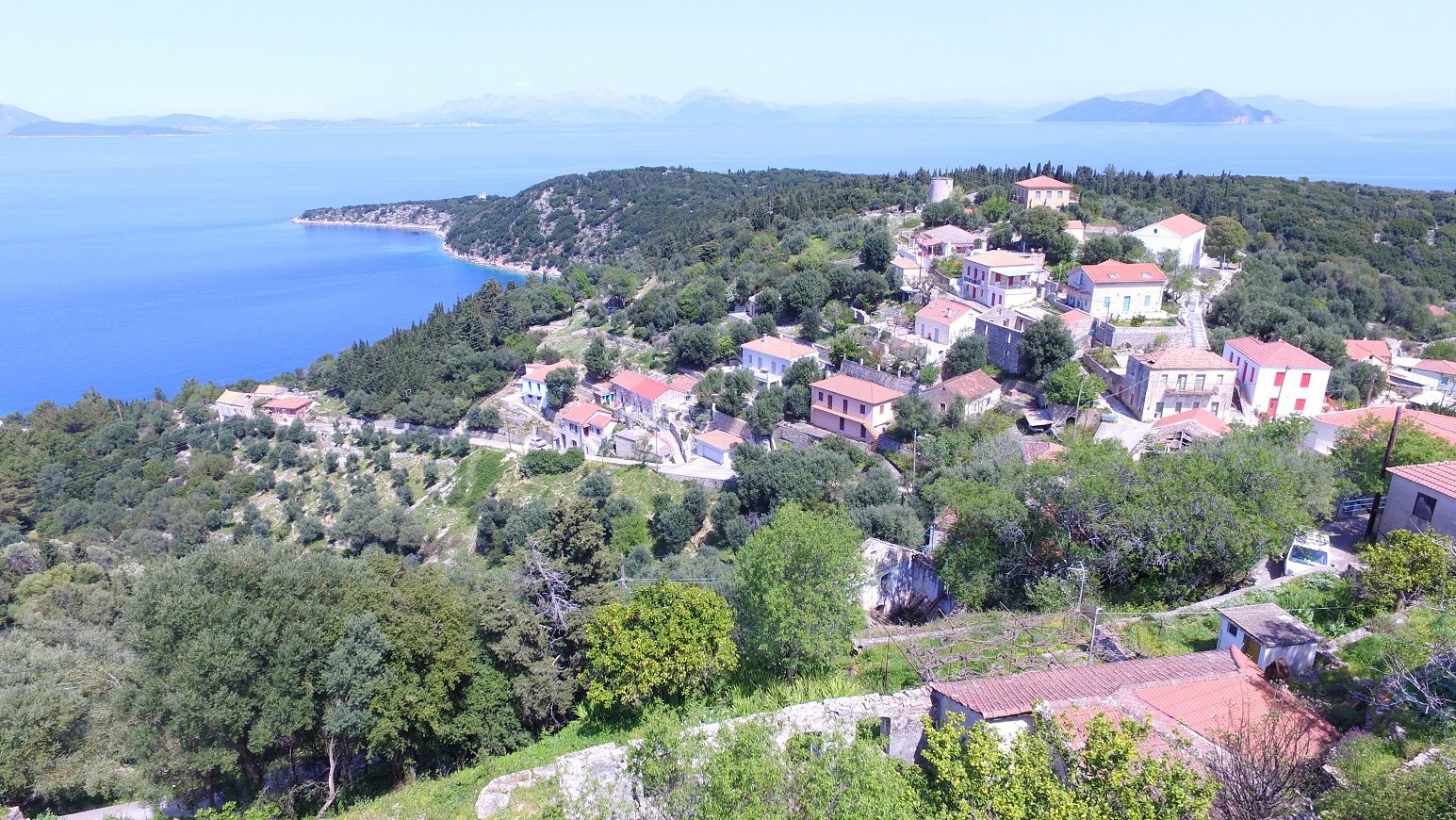 Aerial view of house for sale in ithaca Greece, Rachi