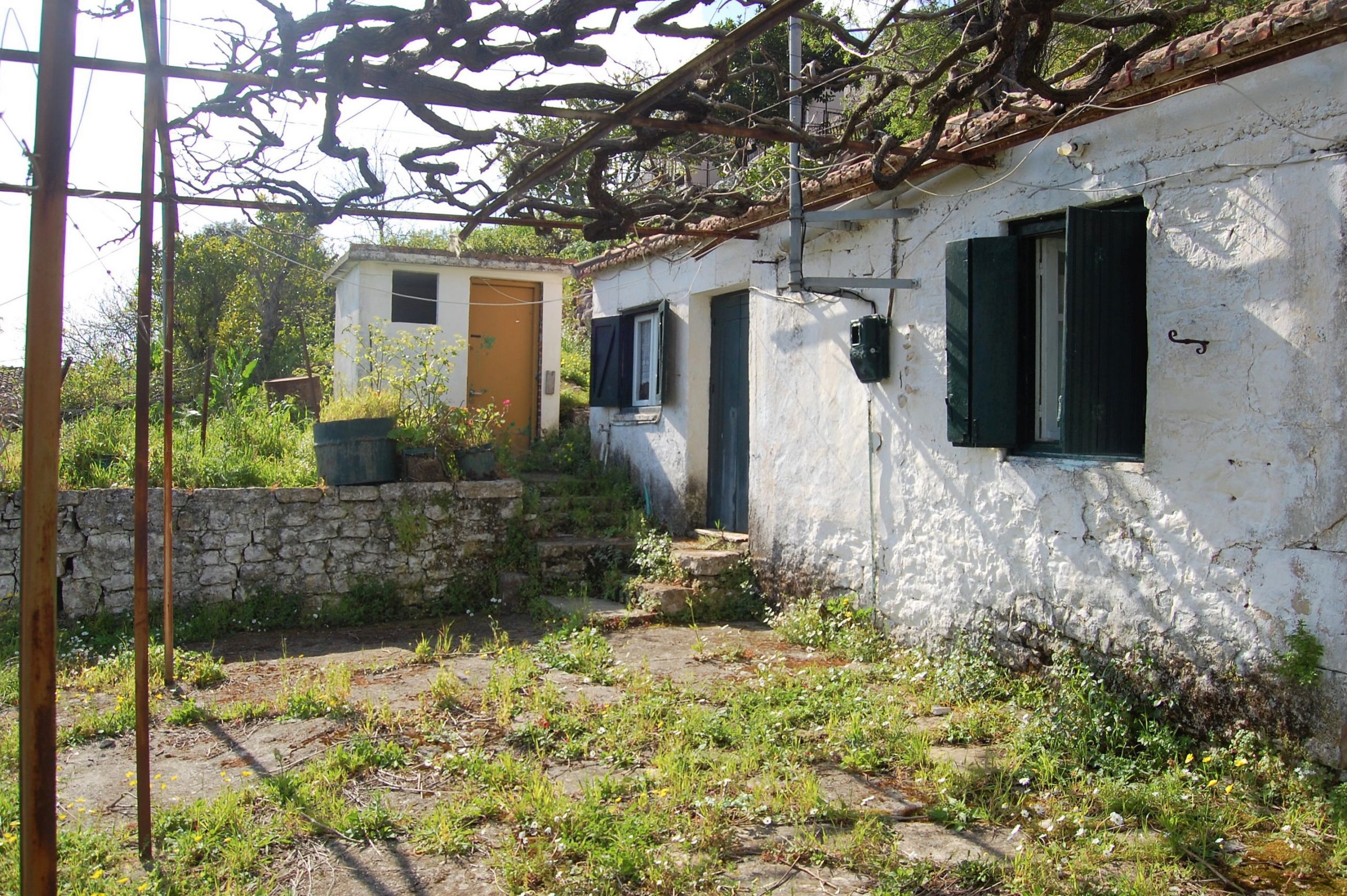Front terrace and exterior facade of house for sale in ithaca Greece, Rachi