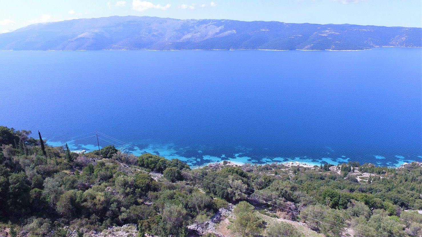 Aerial view and border of land for sale Ithaca Greece, Ag Ioannis