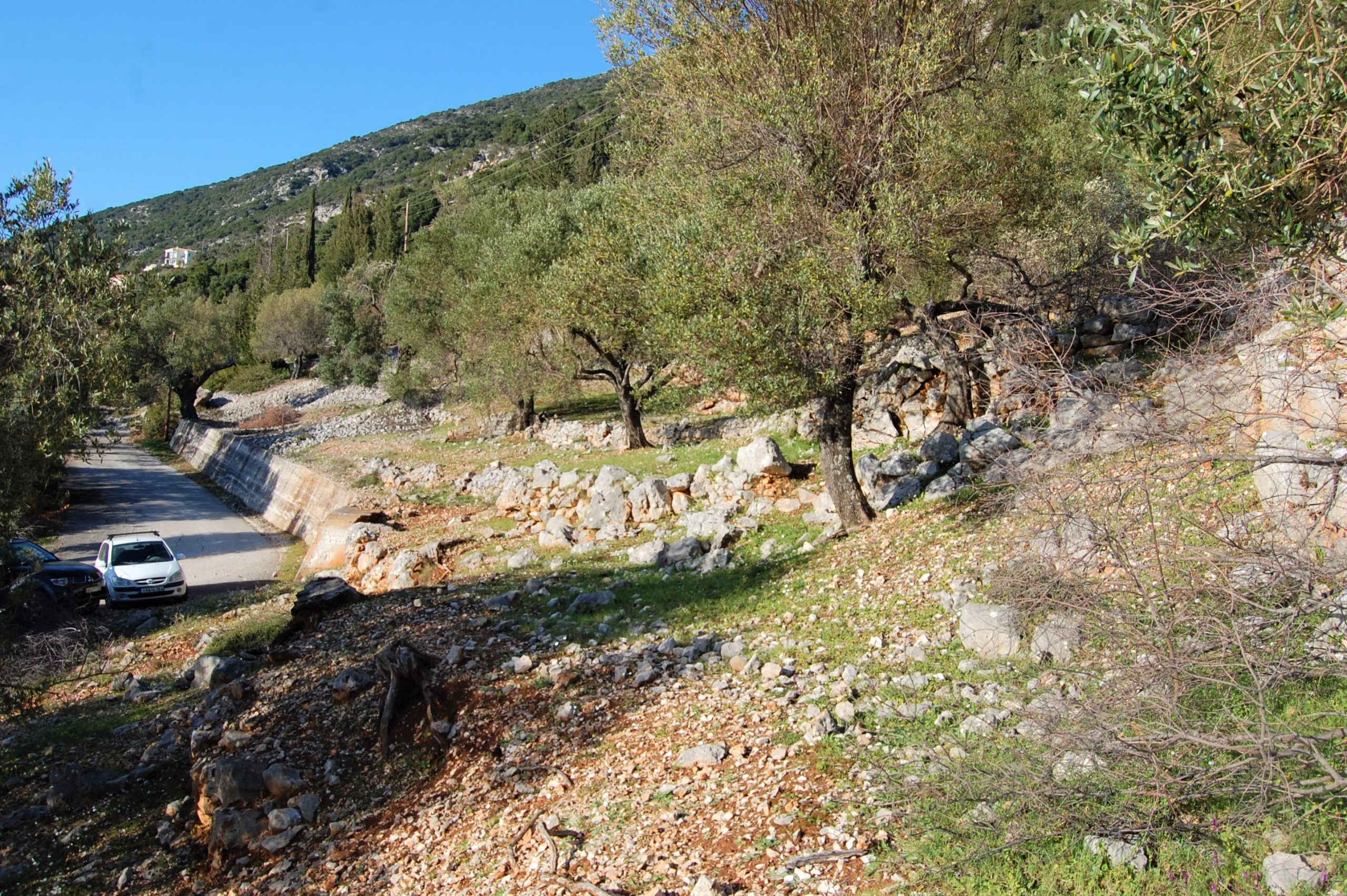Landscape and terrain of land for sale in Ithaca Greece, Ag Ioannis