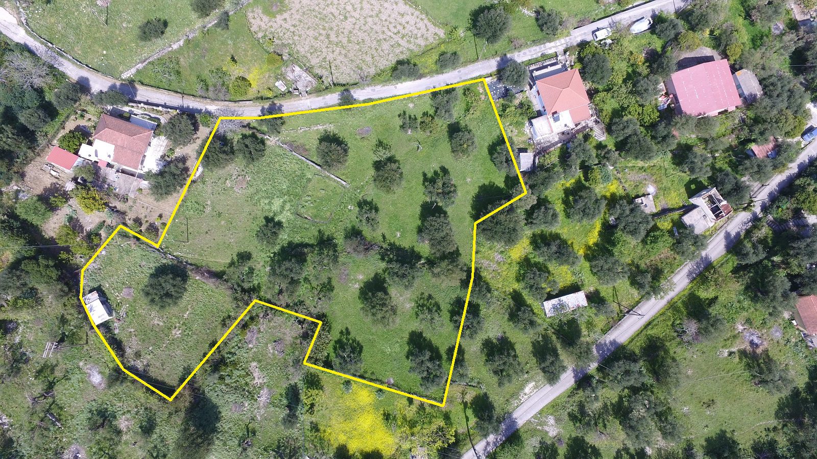 Aerial view and border of land for sale Ithaca Greece, Kolleri