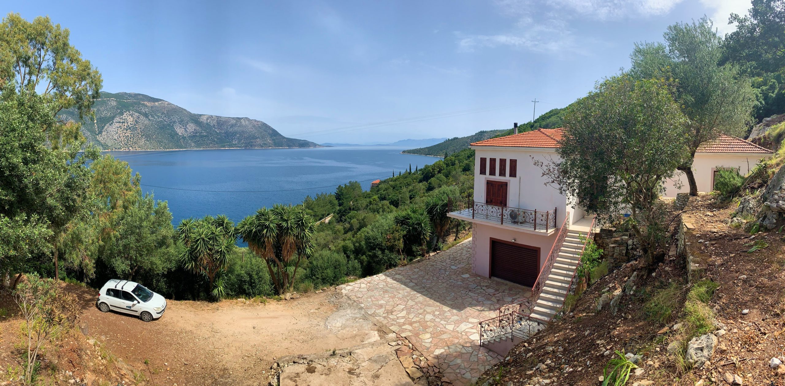 Exterior and Sea view from house for sale in Ithaca Greece, Vathi/Dexa