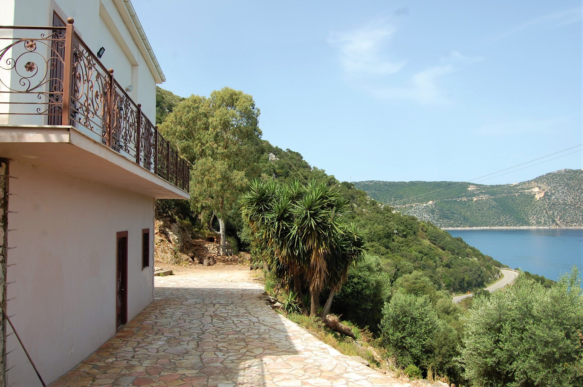 Exterior and Sea view from house for sale in Ithaca Greece, Vathi/Dexa