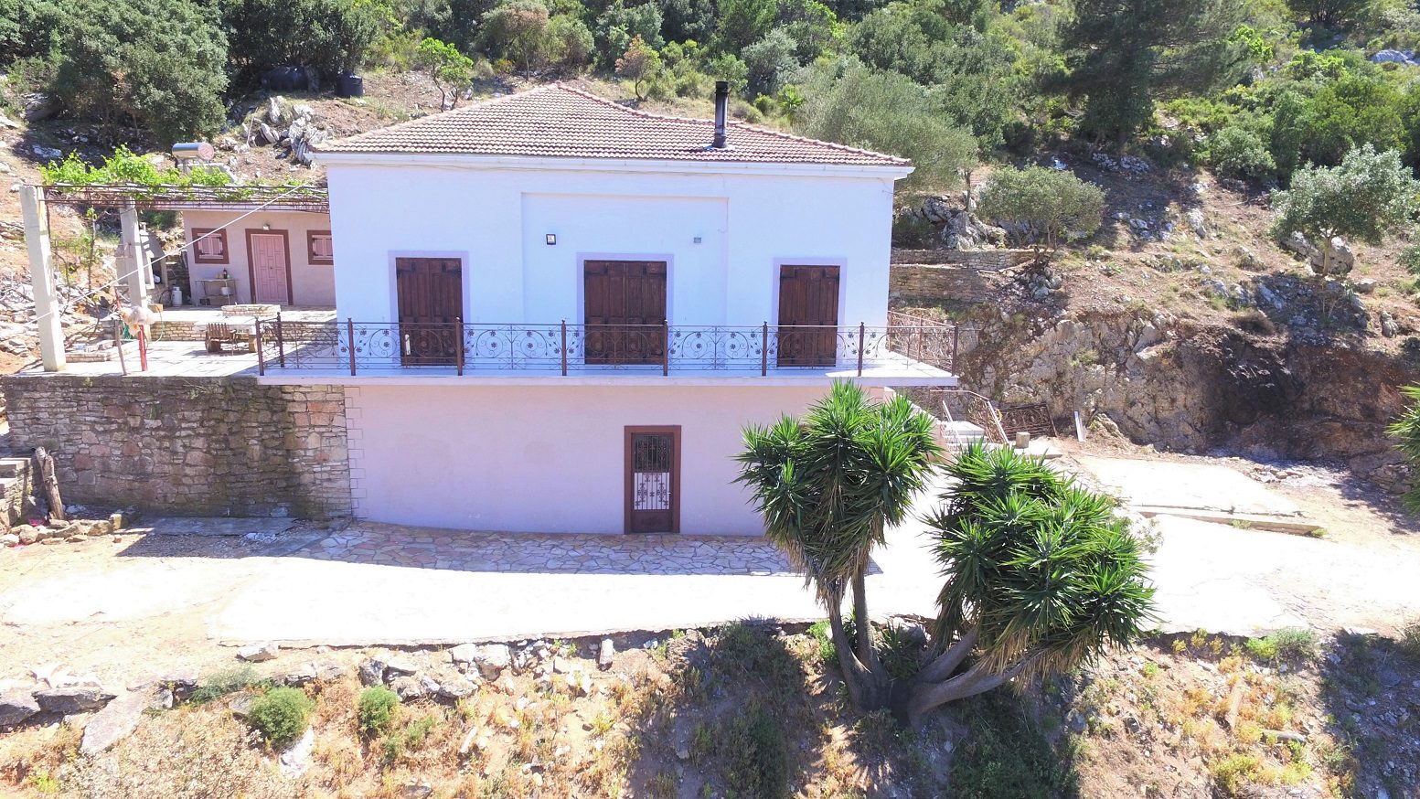 Aerial view from house for sale in Ithaca Greece, Vathi/Dexa