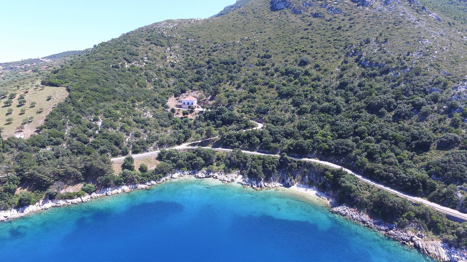 Aerial view from house for sale in Ithaca Greece, Vathi/Dexa