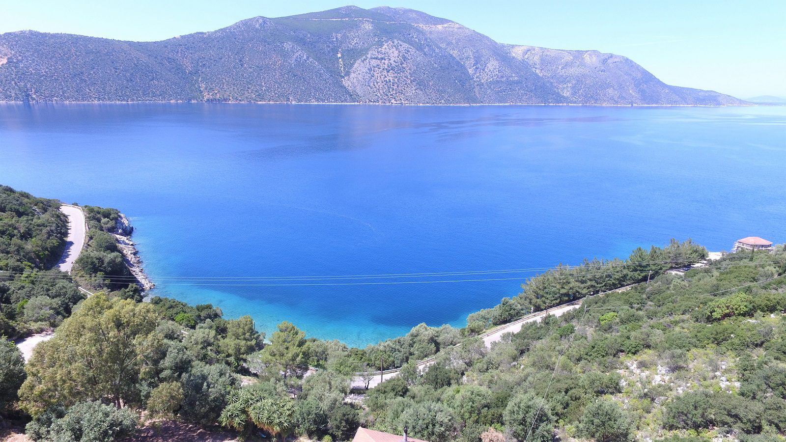 Aerial view from house for sale in Ithaca Greece, Vathi/Dexa