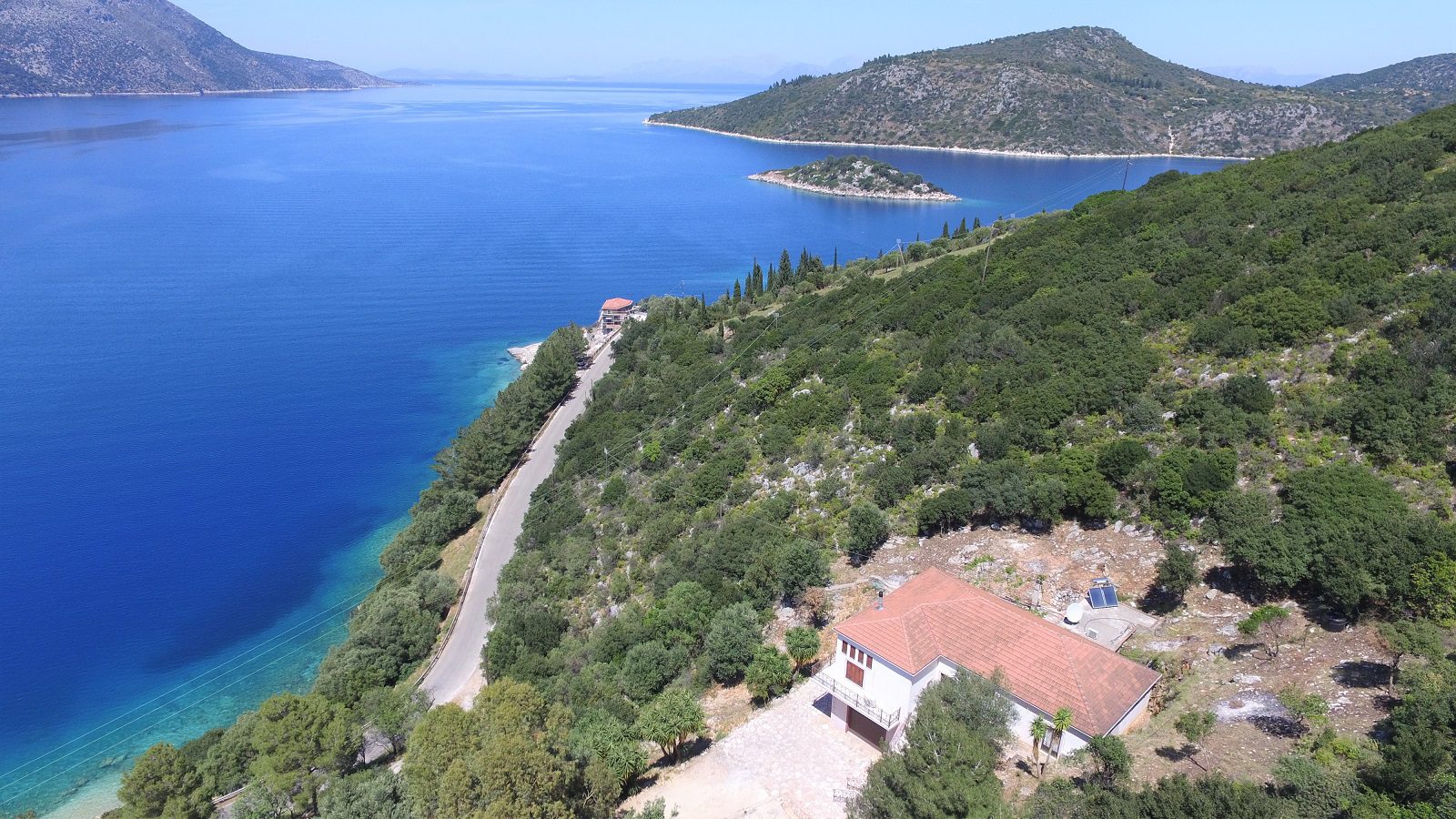 Aerial view from house for sale in Ithaca Greece, Vathi/Dexa