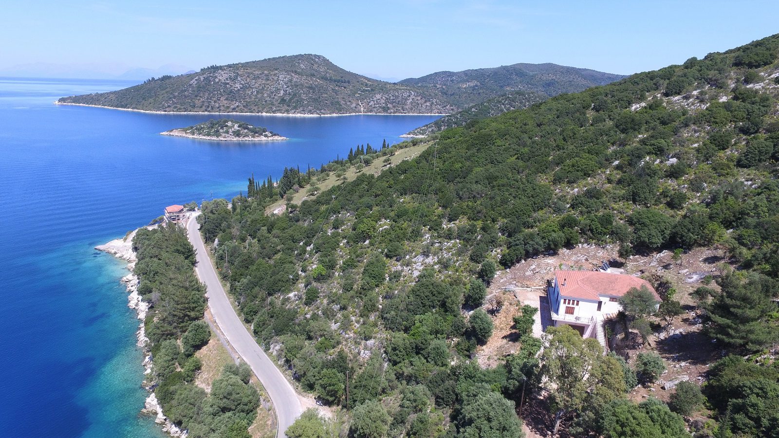 Aerial view from house for sale in Ithaca Greece, Vathi/Dexa