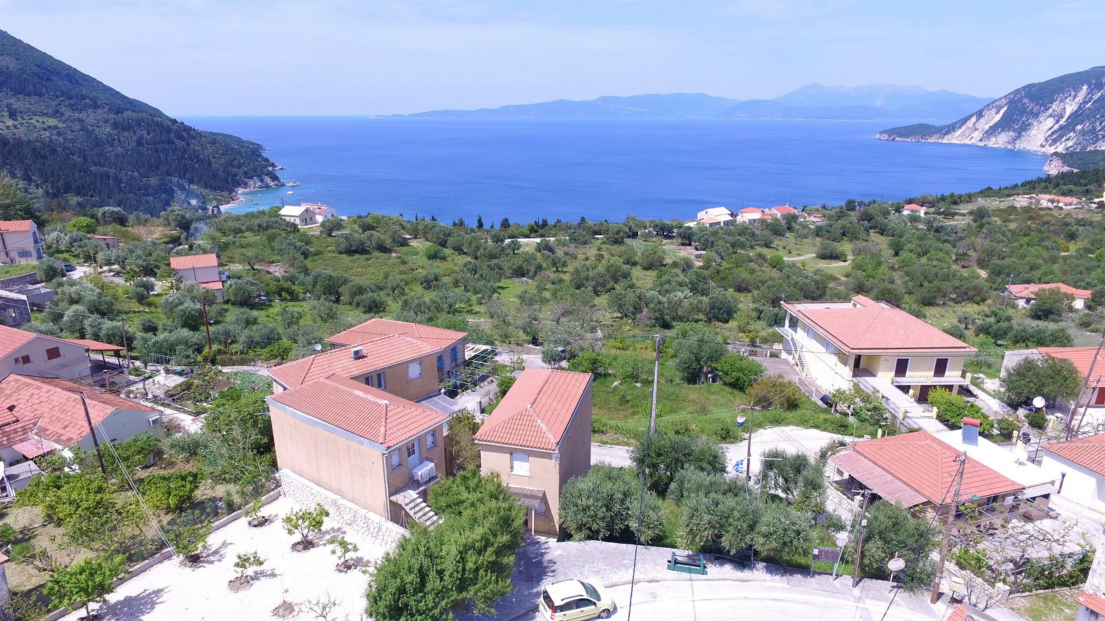 Aerial view of house for sale Ithaca Greece, Ag Saranda