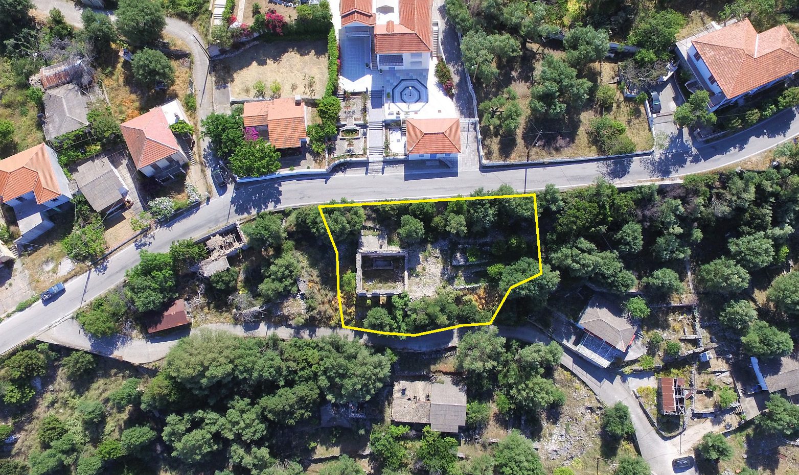 Aerial view of land for sale on Ithaca Greece, Lefki