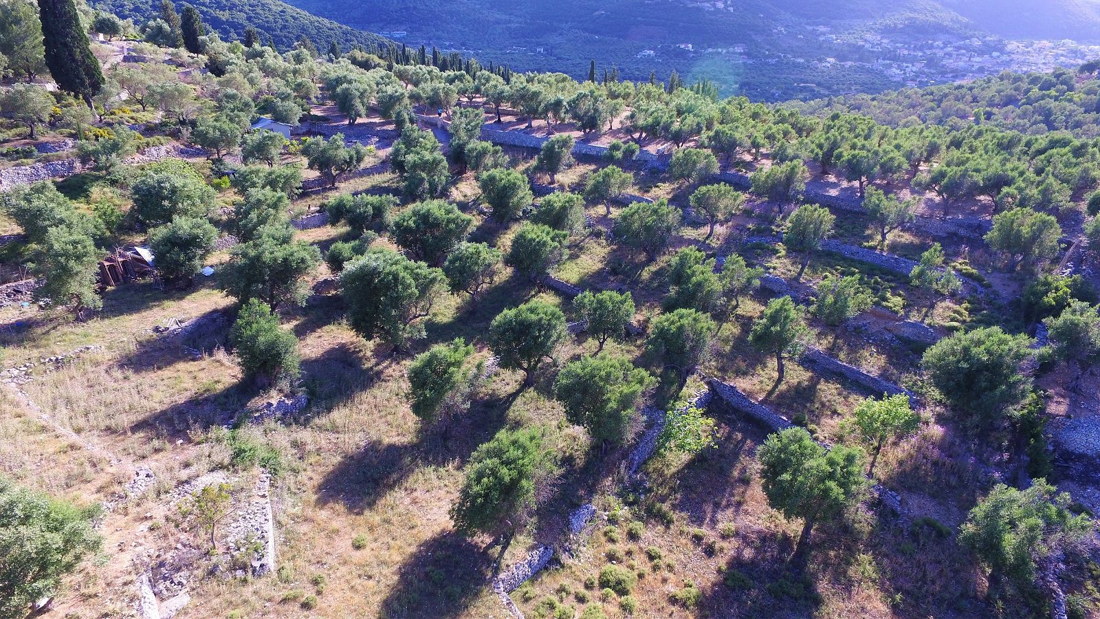 Aerial of land for sale on Ithaca Greece, Vathi