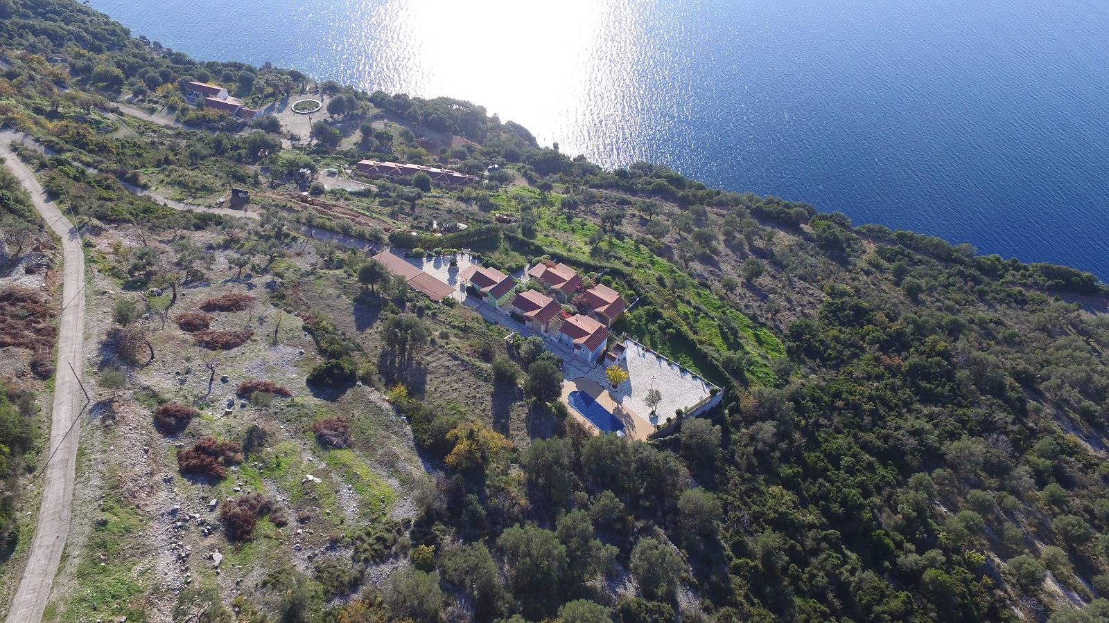 Aerial view of house for sale in Ithaca Greece, Stavros