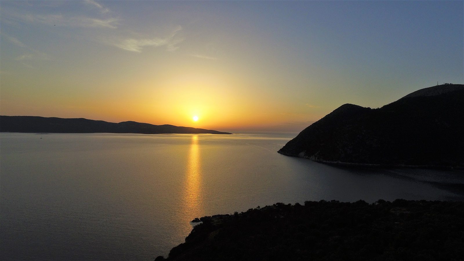 Sunset view from property for sale on Ithaca Greece, Stavros