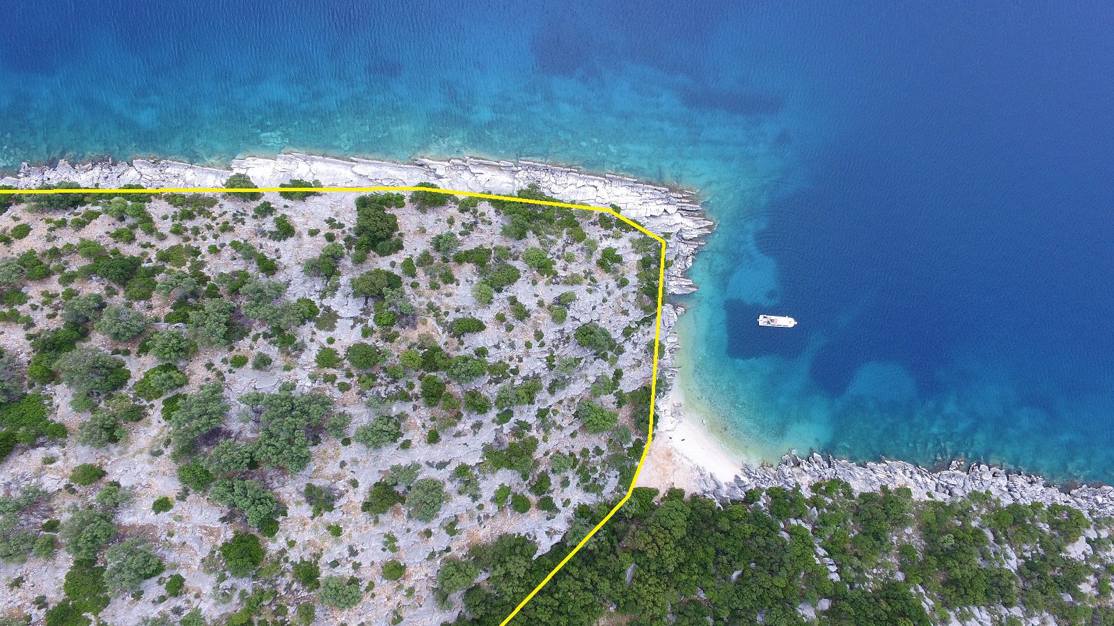 Aerial view of land for sale on Ithaca Greece, Meganisi