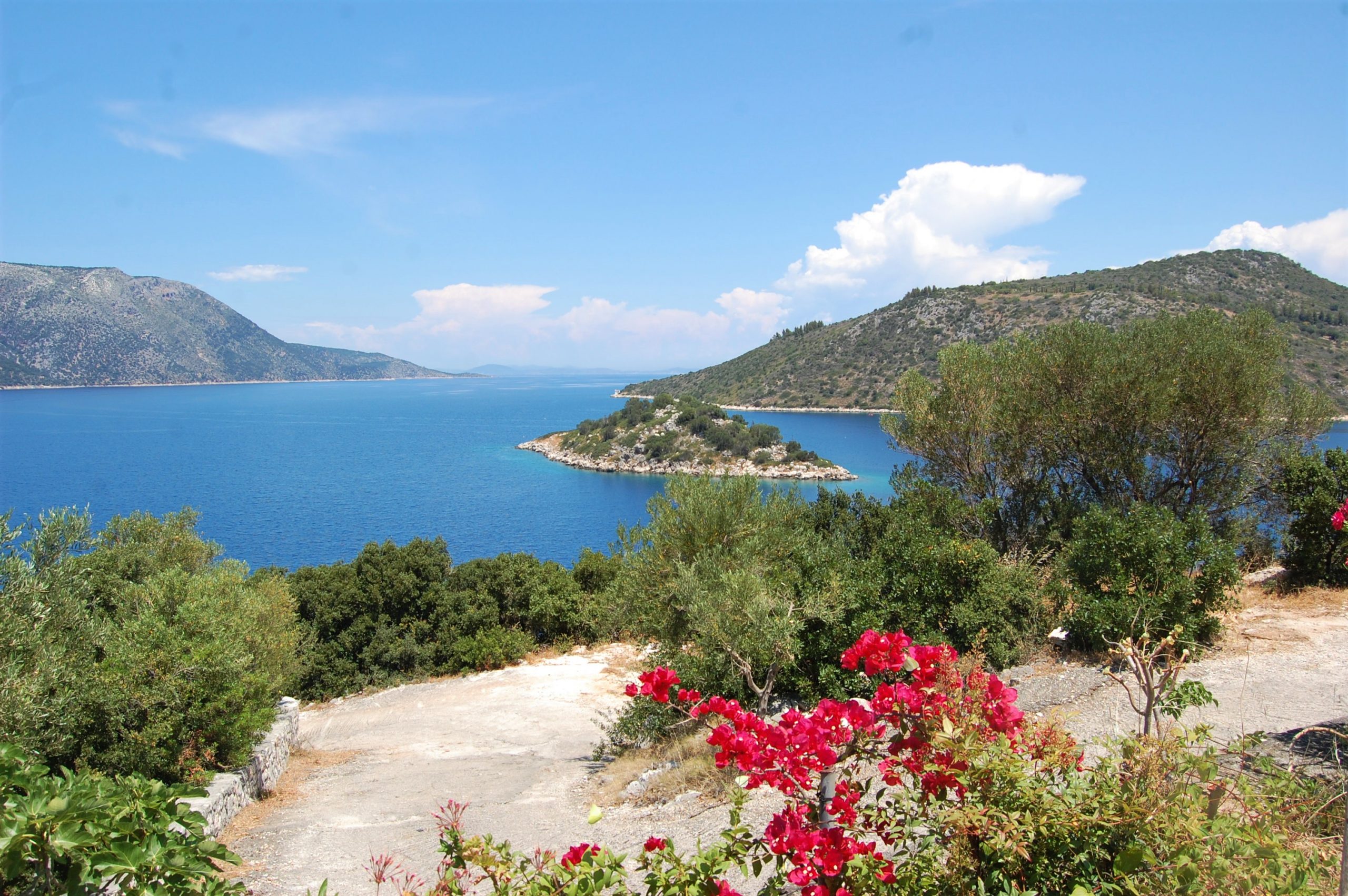 Seaview of holiday apartments for rent on Ithaca Greece, Vathi