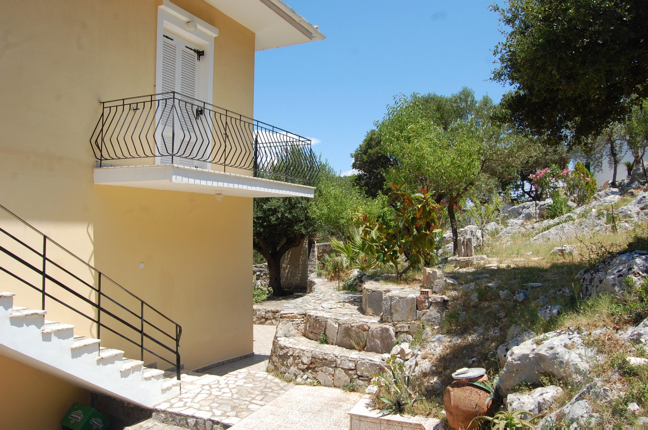 Exterior of holiday apartments for rent on Ithaca Greece, Vathi