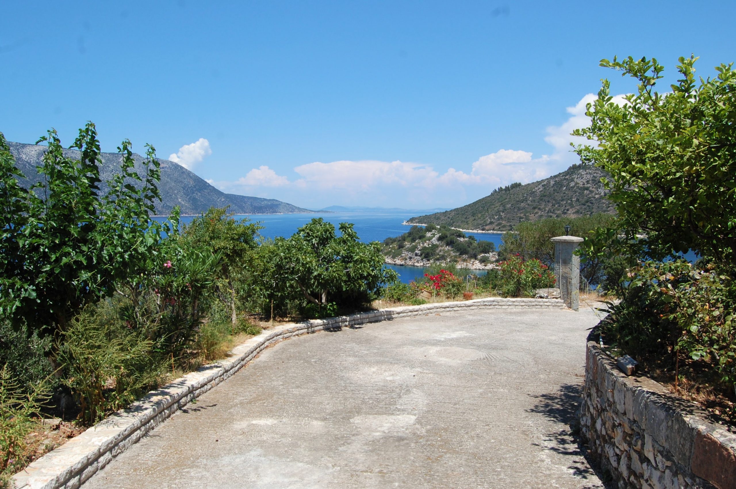 Outside space of holiday apartments for rent on Ithaca Greece, Vathi