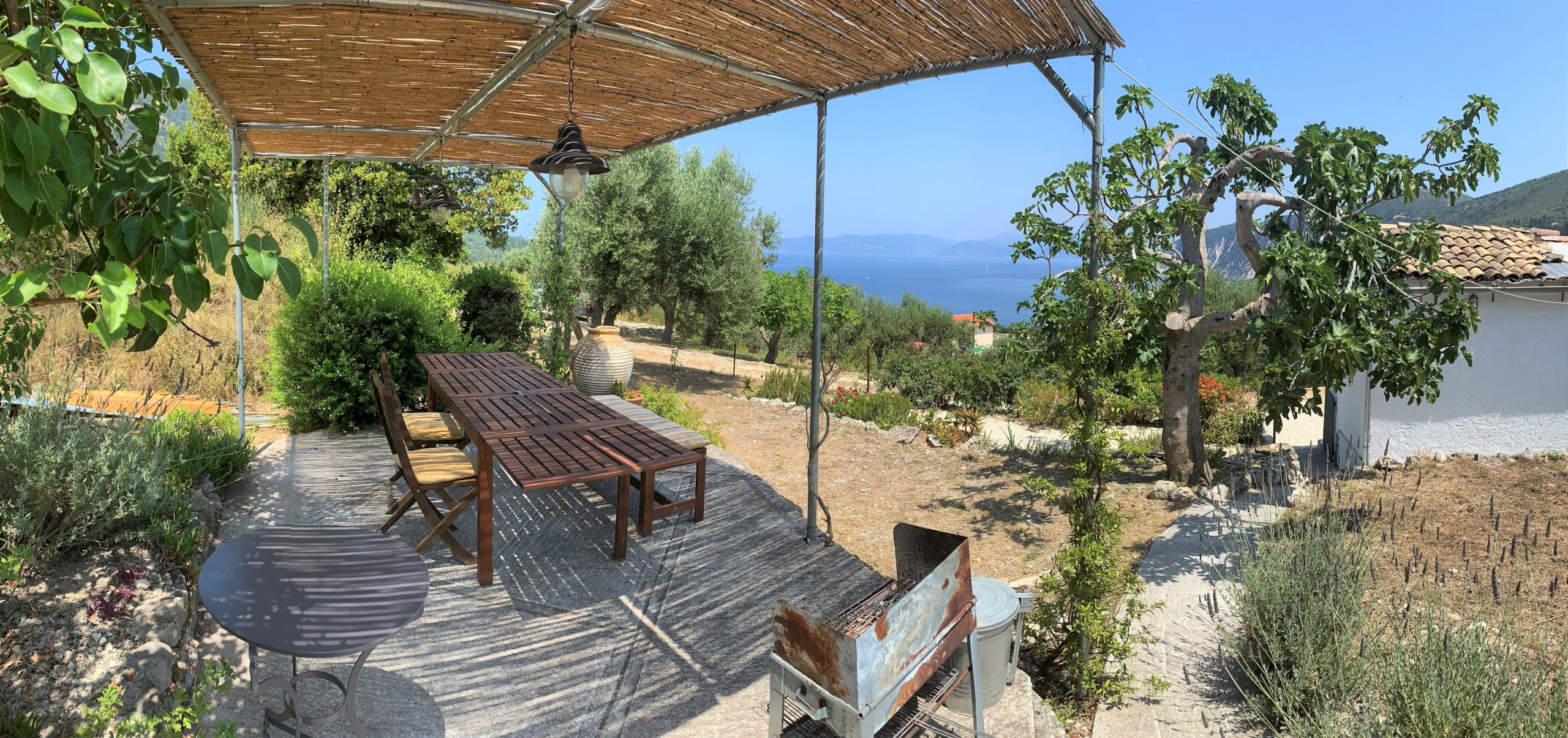 Outdoor spaces and views from house for sale Ithaca Greece, Ag. Saranta