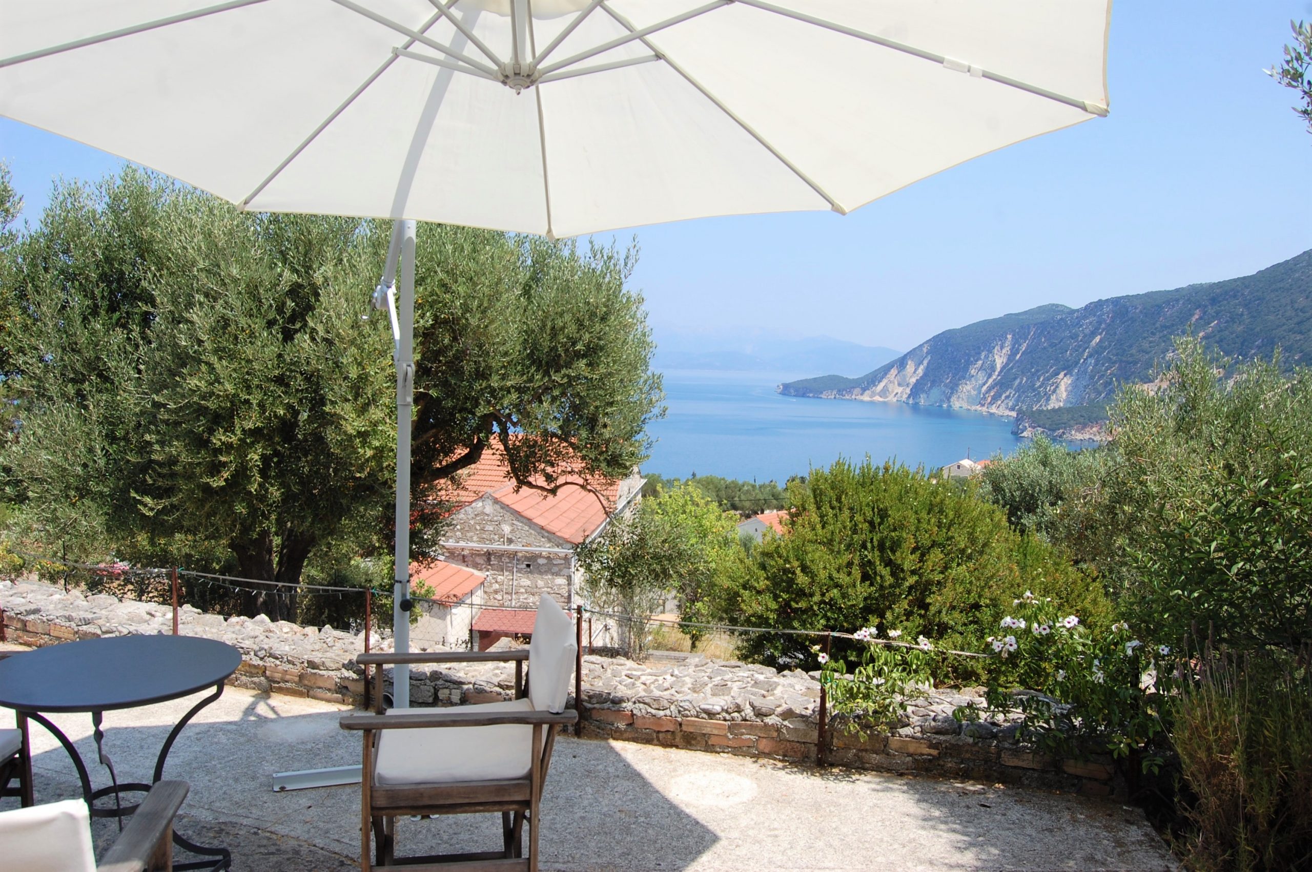 Outdoor terrace of house for sale in Ithaca Greece,Ag Saranta