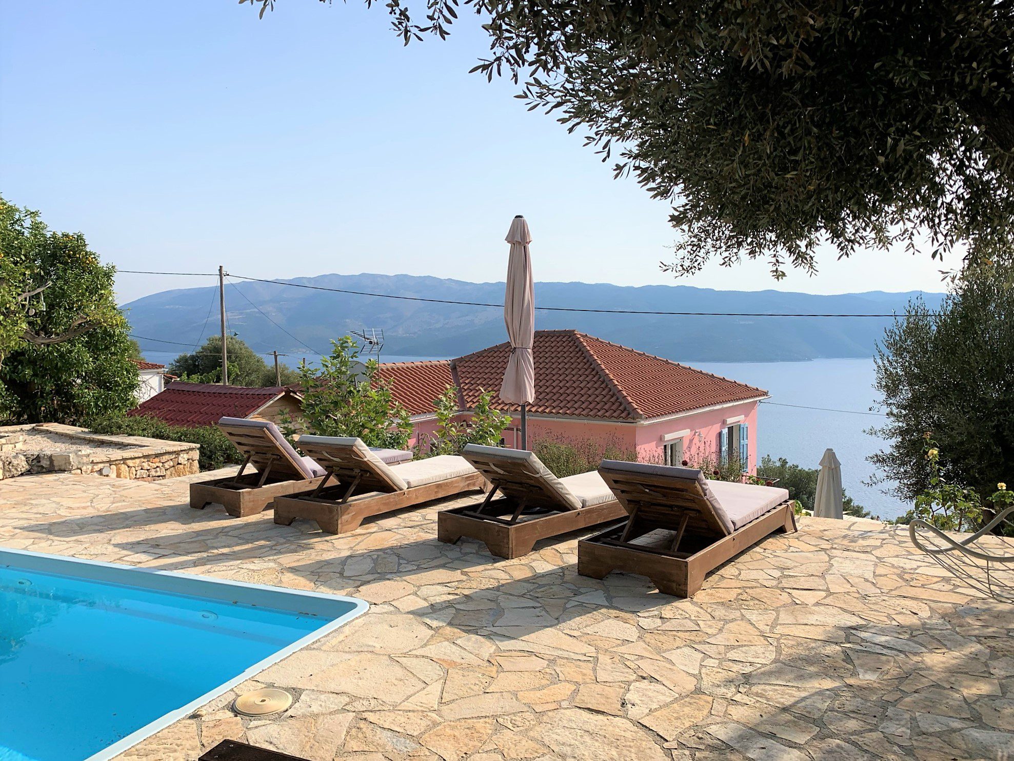 Swimming pool of house for sale in Ithaca Greece, Lefki