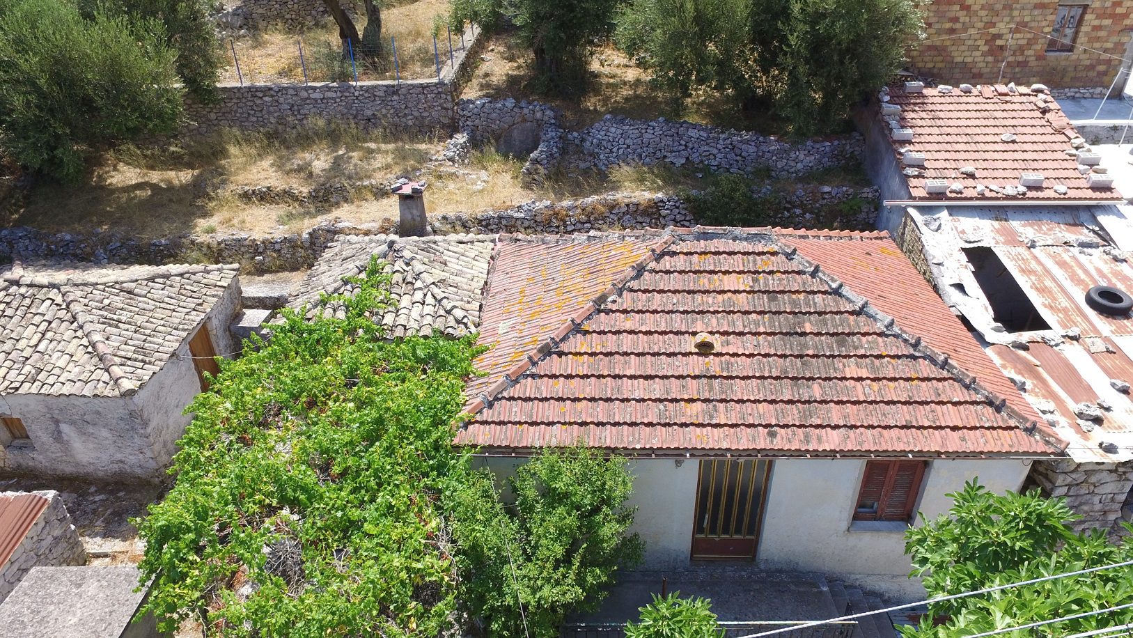 Aerial view and border of house for sale Ithaca Greece, Perachori