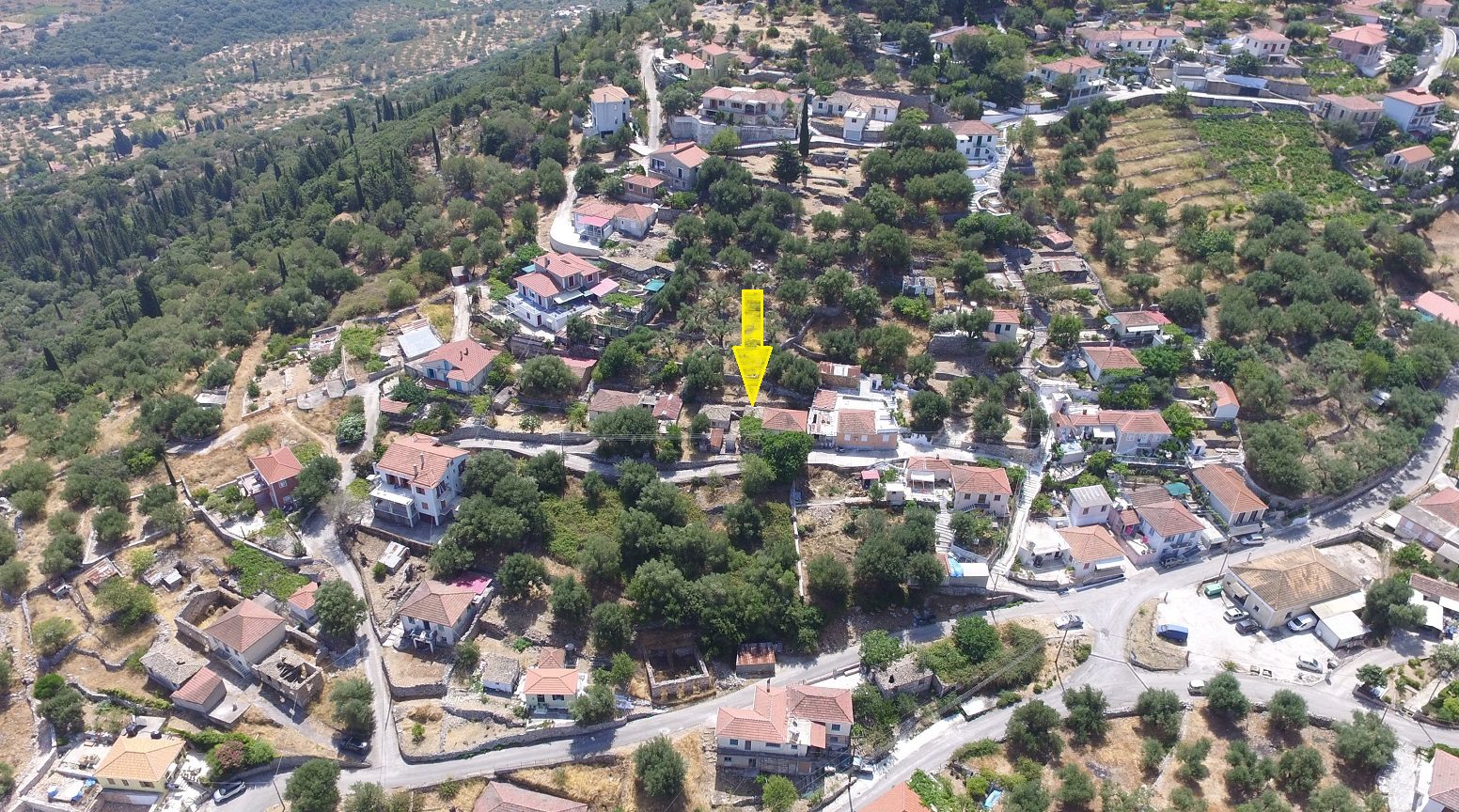 Aerial view and border of house for sale Ithaca Greece, Perachori