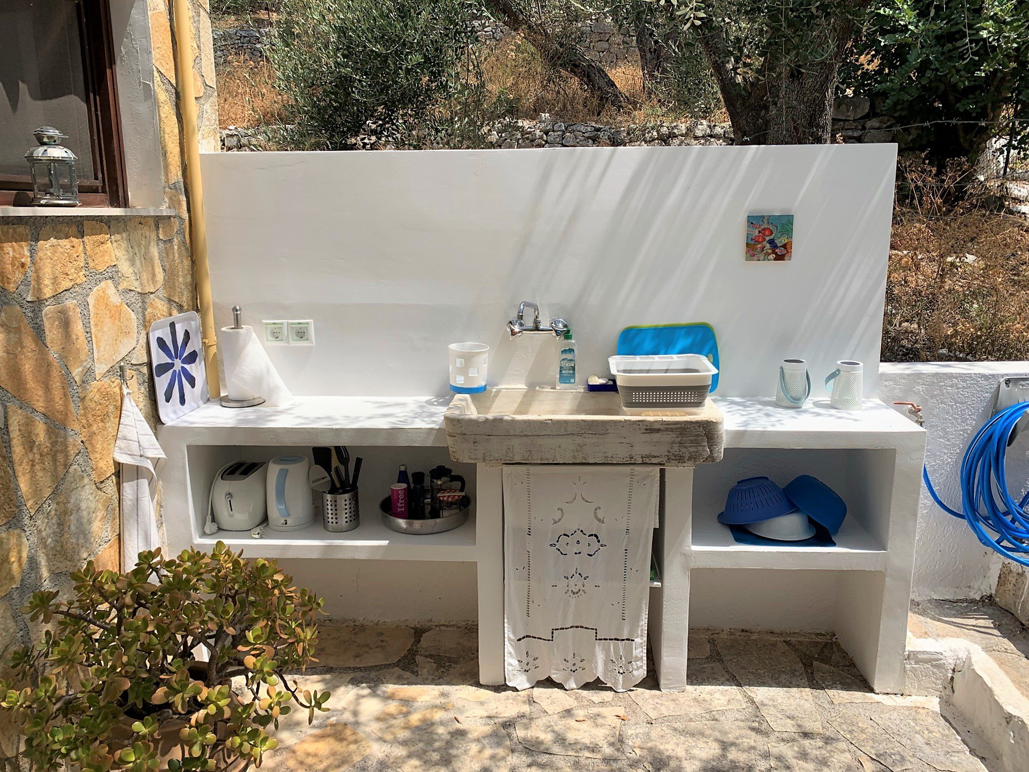 Outside terracce of Rbnb guest house for sale in Ithaca Greece, Vathi