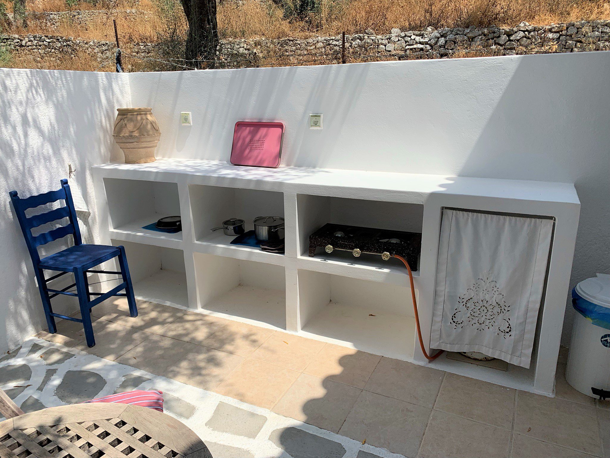 Outside bbq area of house for sale in Ithaca Greece, Vathi