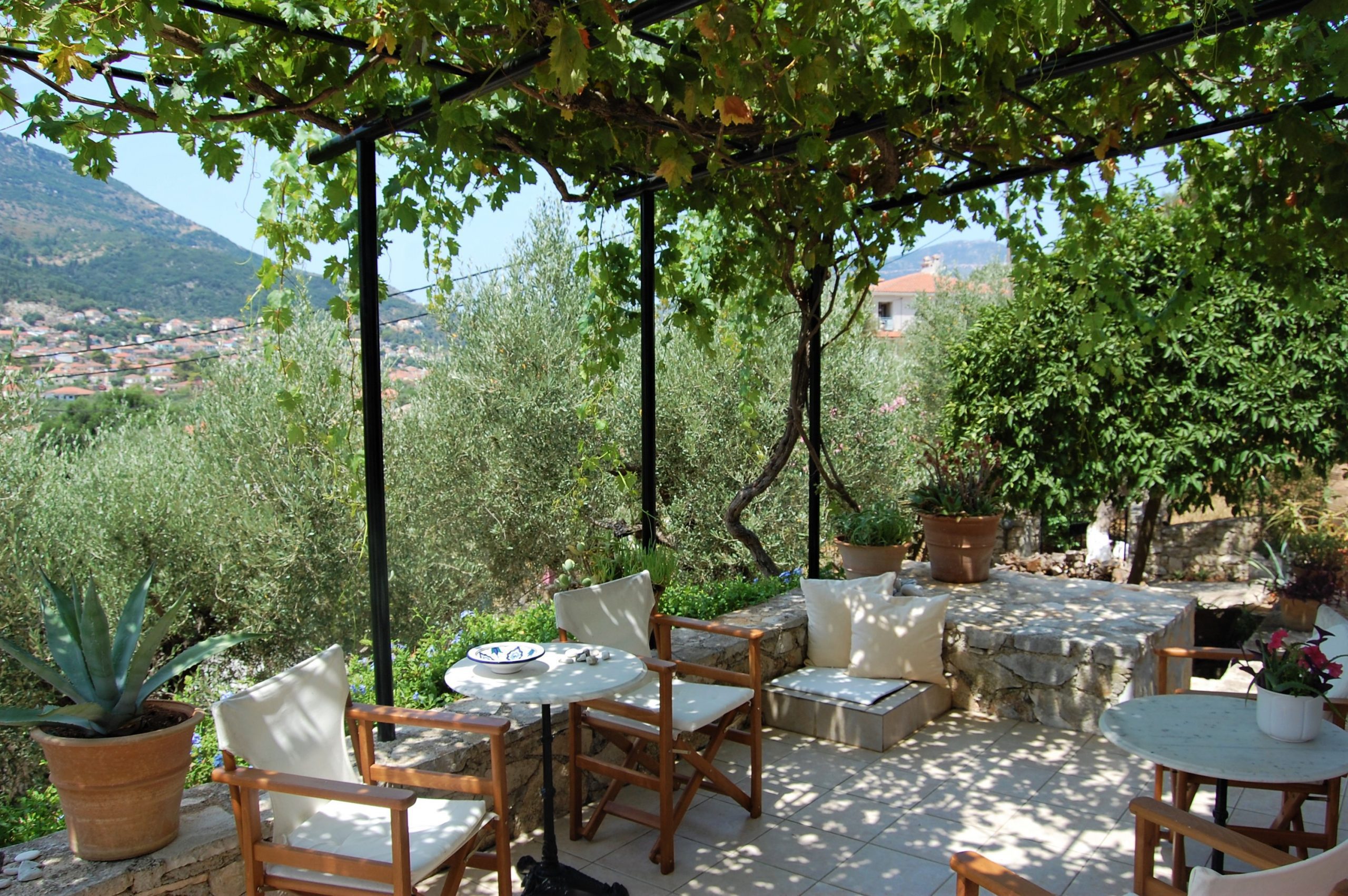 Stone terrace of house for sale in Ithaca Greece, Vathi