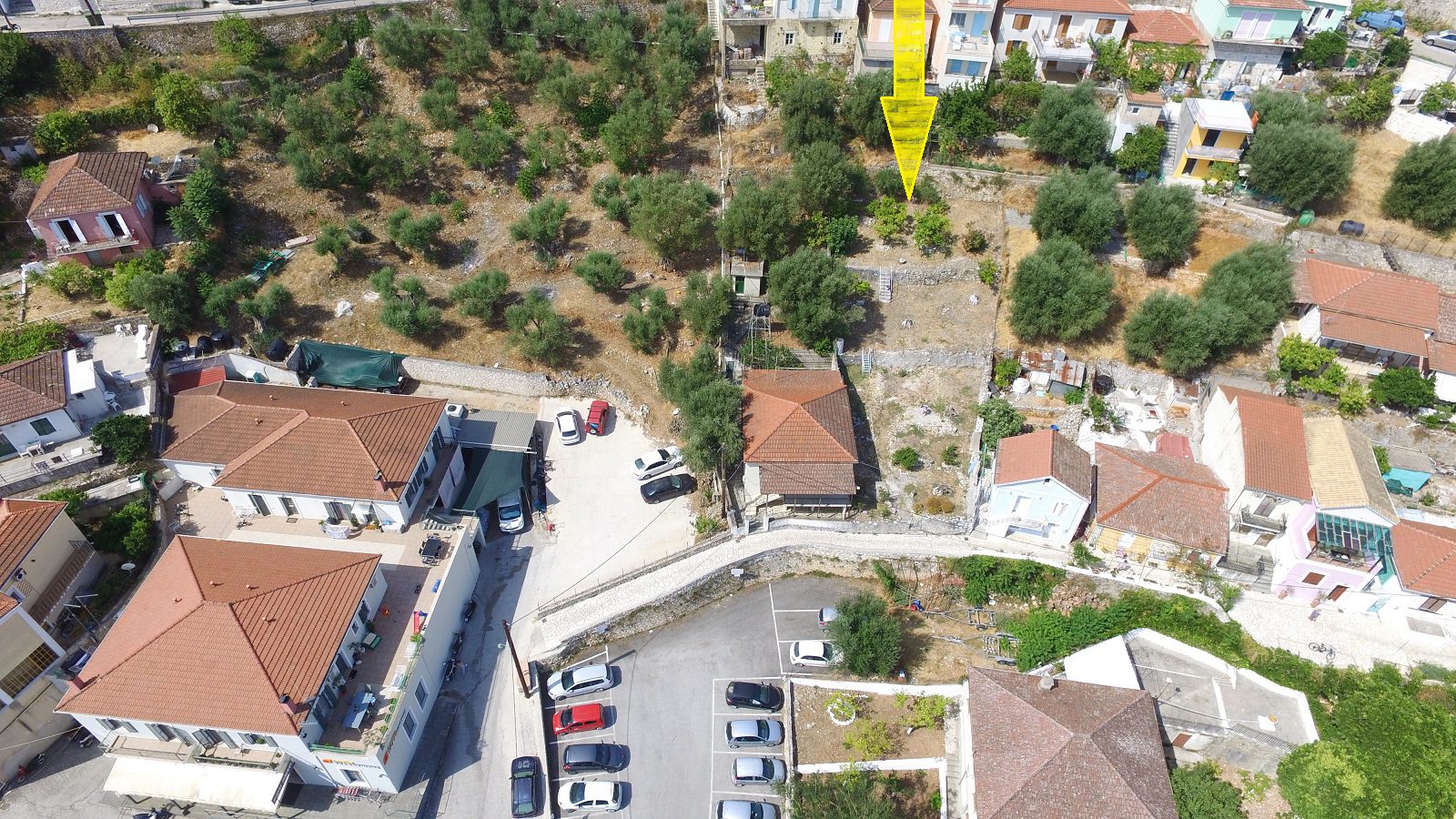 Aerial view of land for sale Ithaca Greece, Vathi