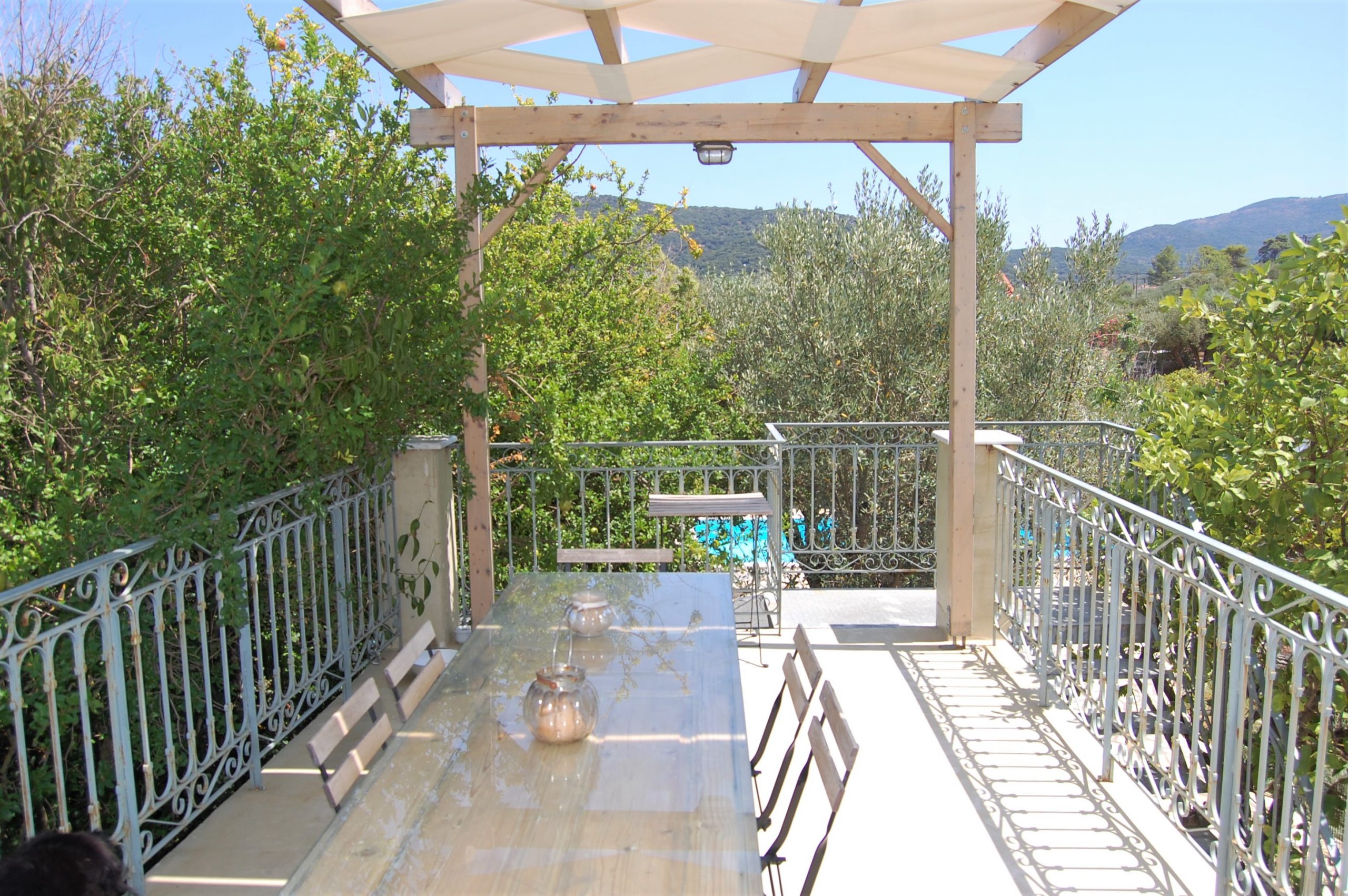 Outside balcony of house for rent in Ithaca Greece, Vathi
