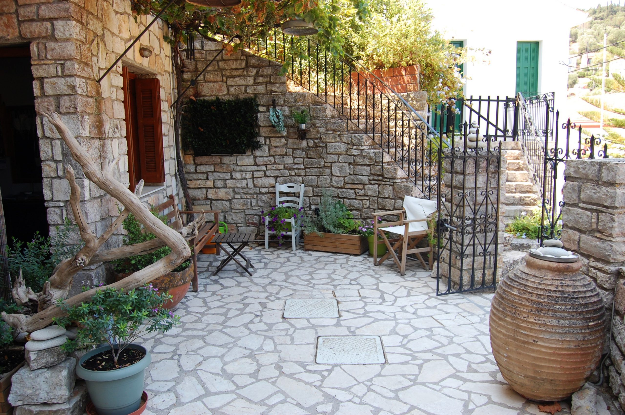 Stone terrace apartments for sale in Ithaca Greece, Kioni