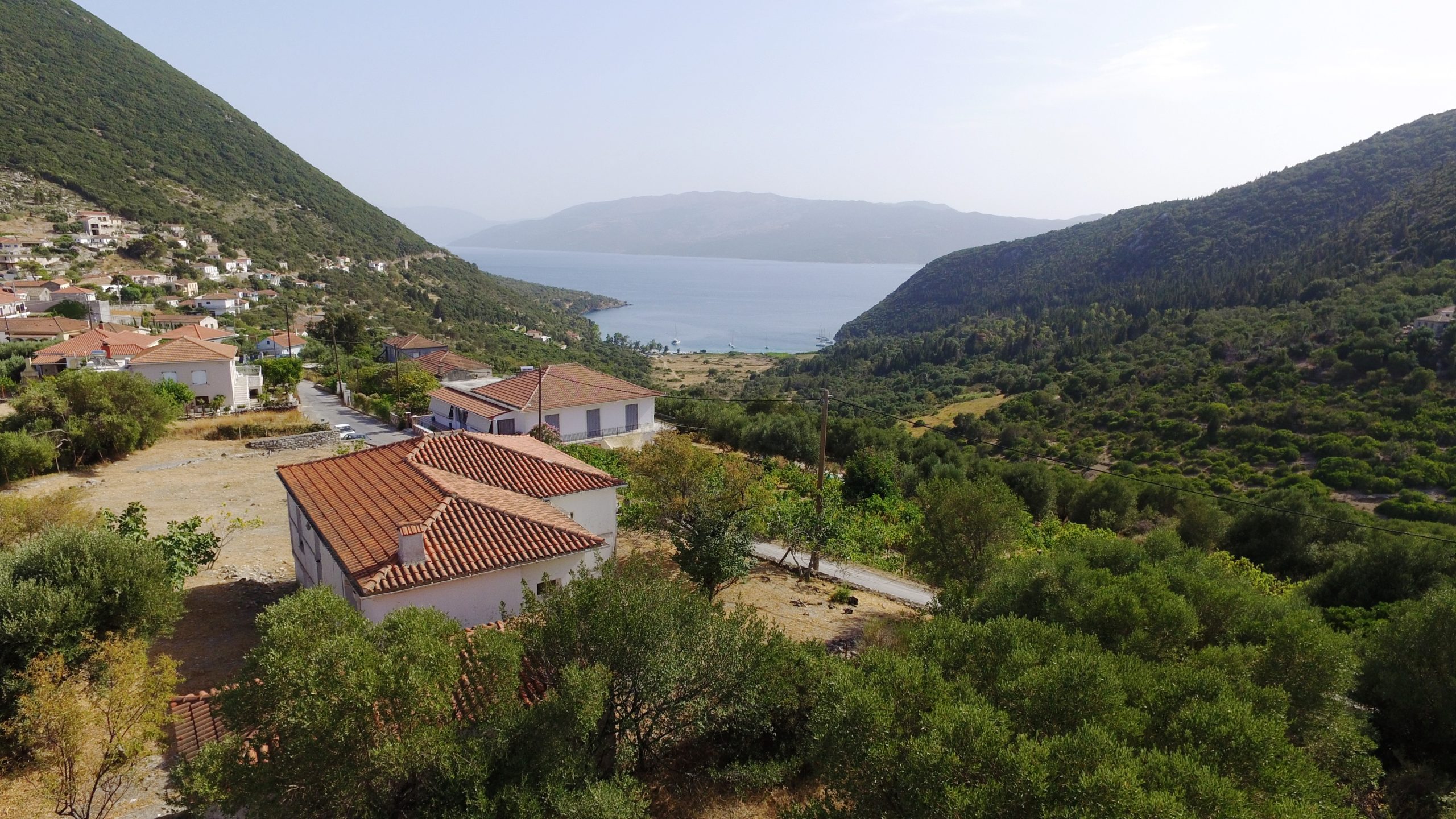 Aerial view of land for sale Ithaca Greece, Stavros