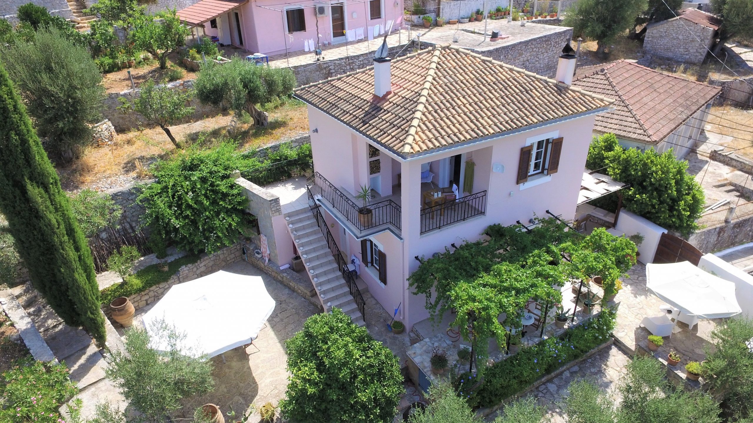 Aerial view and border of house for sale Ithaca Greece, Vathi