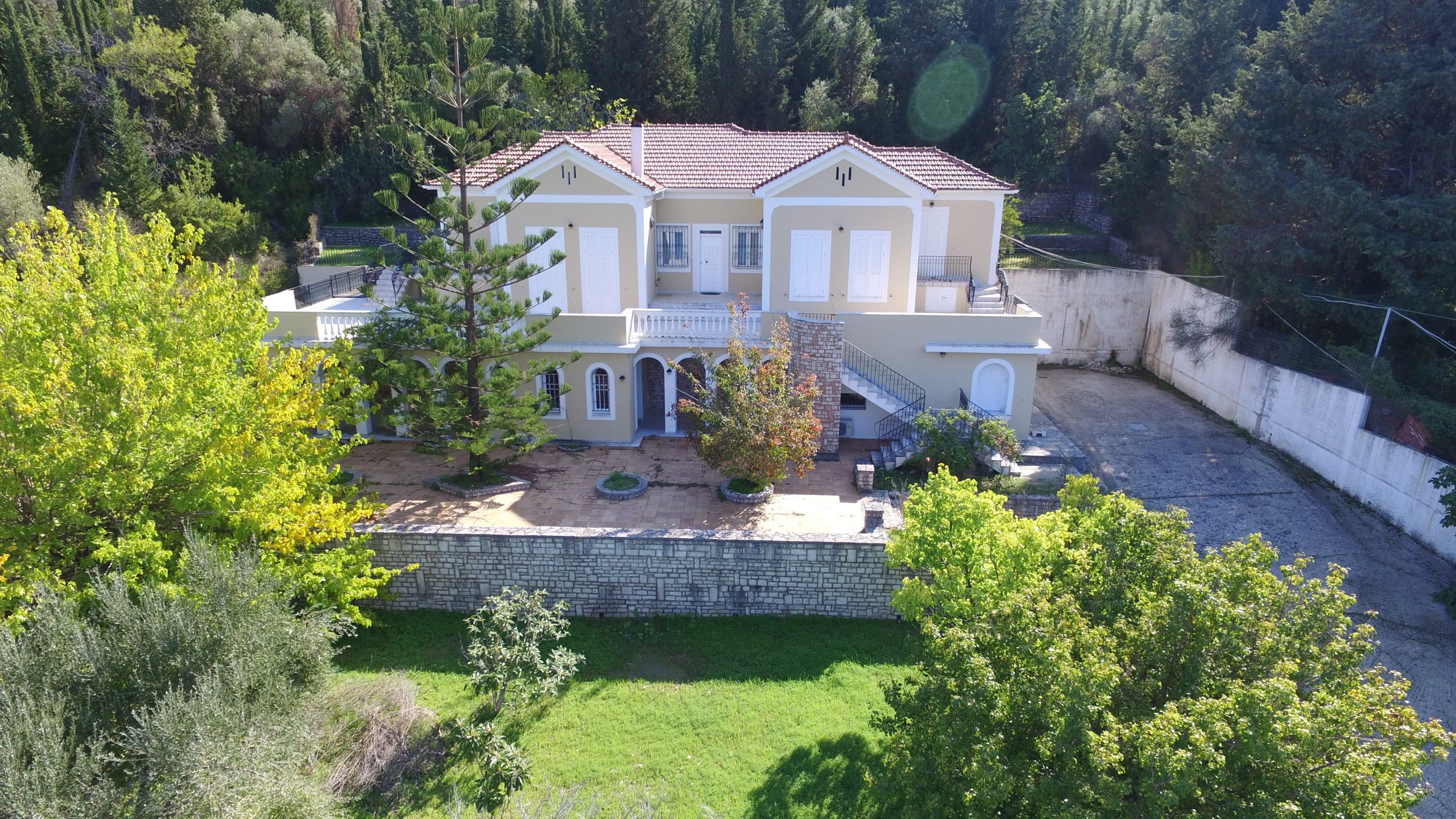Aerial view of house for sale Ithaca Greece, Aetos