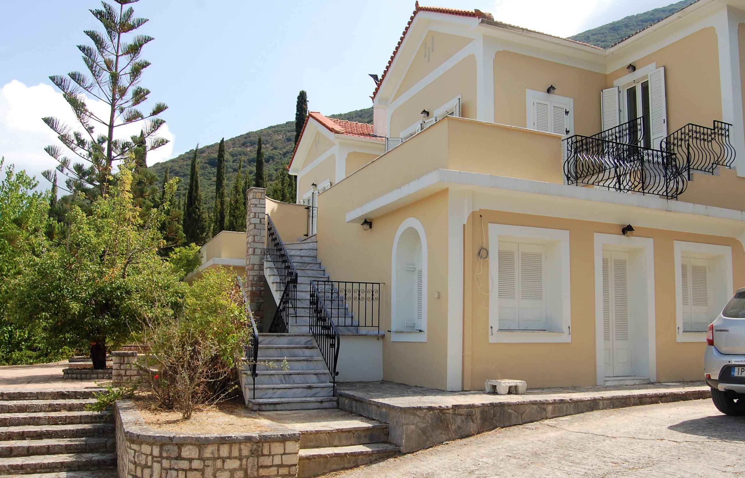 Outside entrance of house for sale Ithaca Greece, Aetos