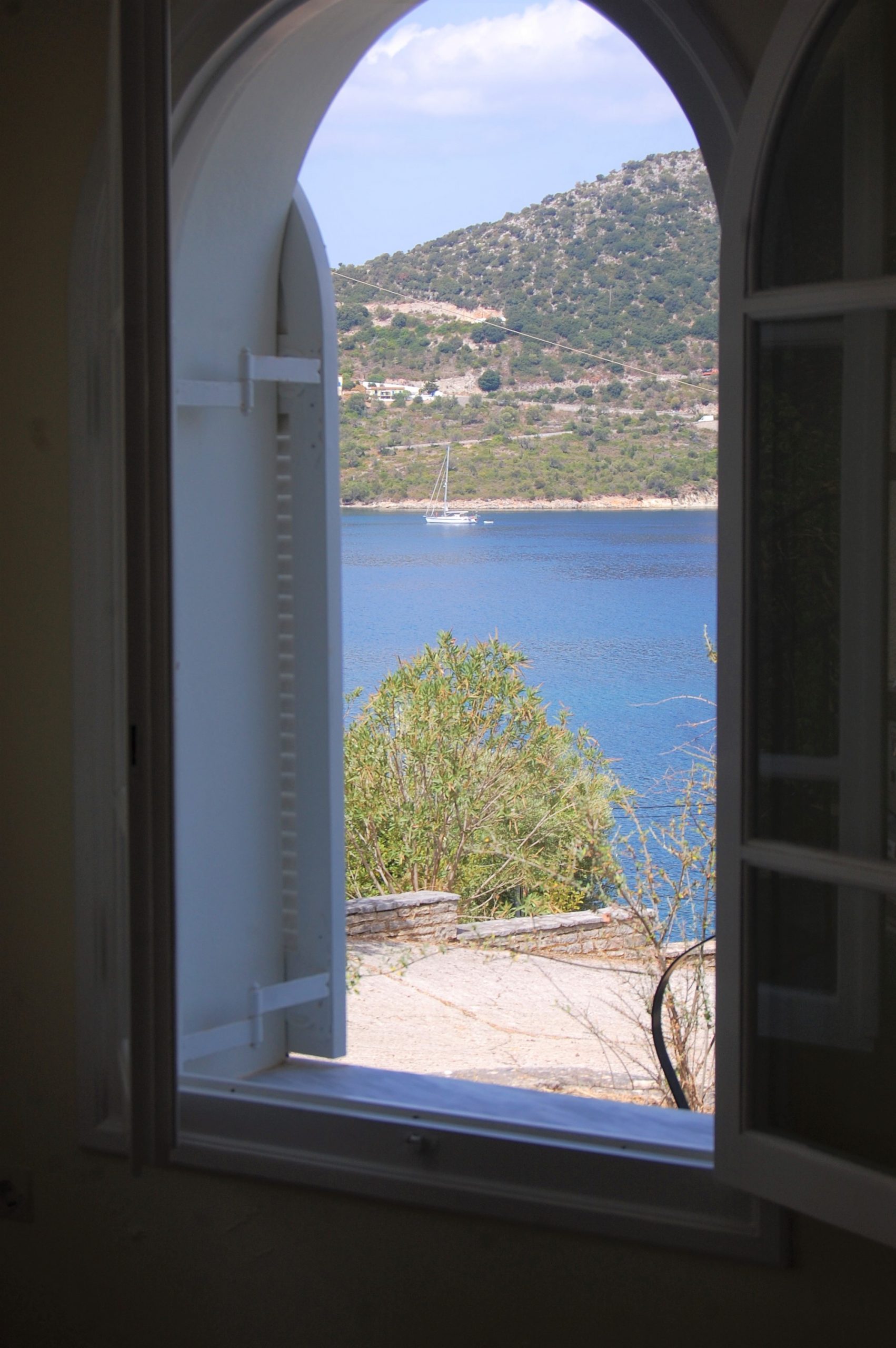 Views from studio bedroom downstairs for sale Ithaca Greece, Aetos