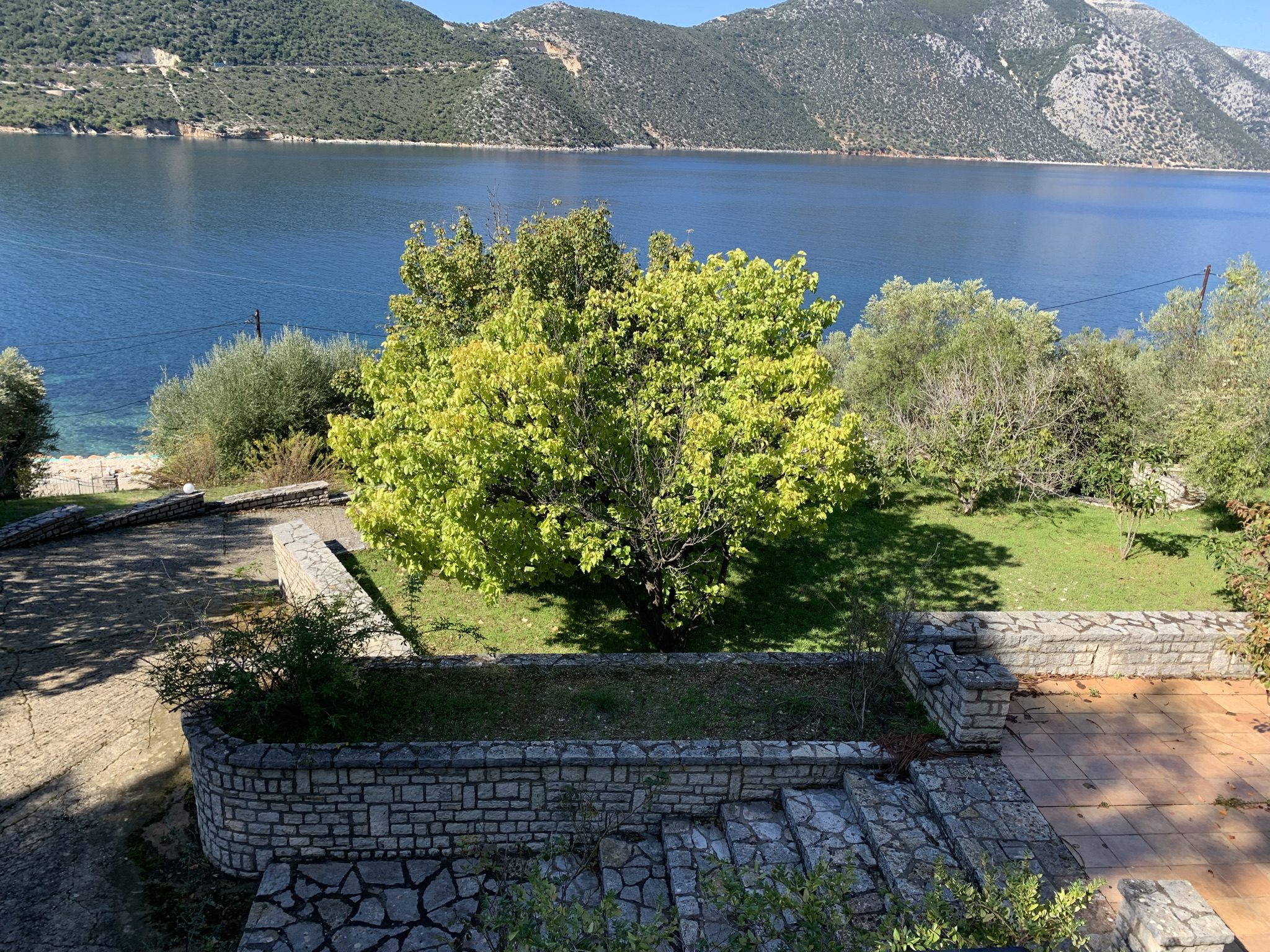 Garden and view of house for sale Ithaca Greece, Aetos