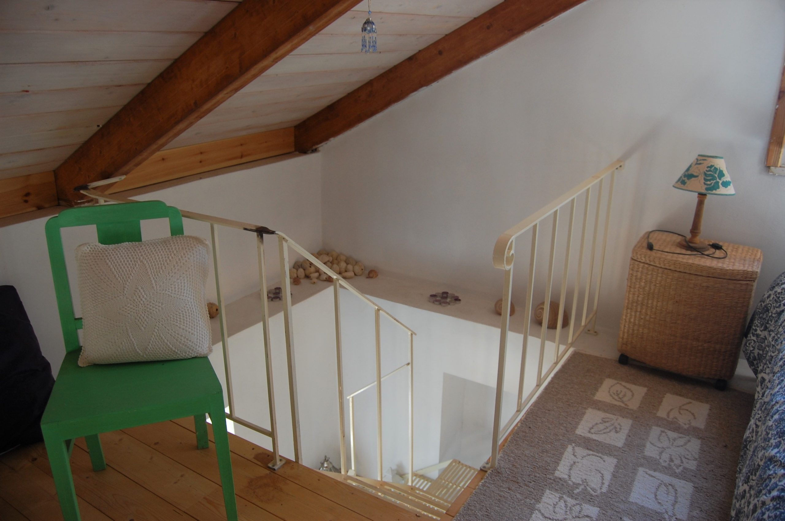Internal stairs for top bedroom of house for sale Ithaca Greece, Anoghi