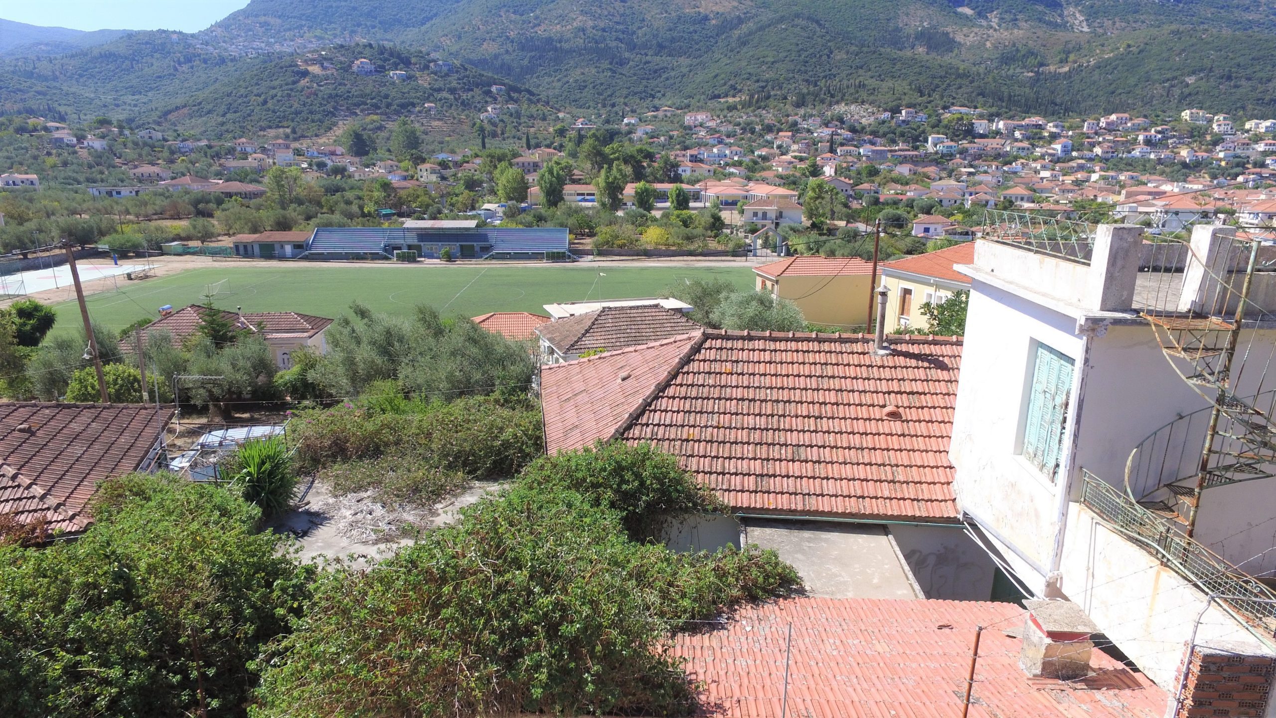 Aerial view of house for sale Ithaca Greece, Vathi