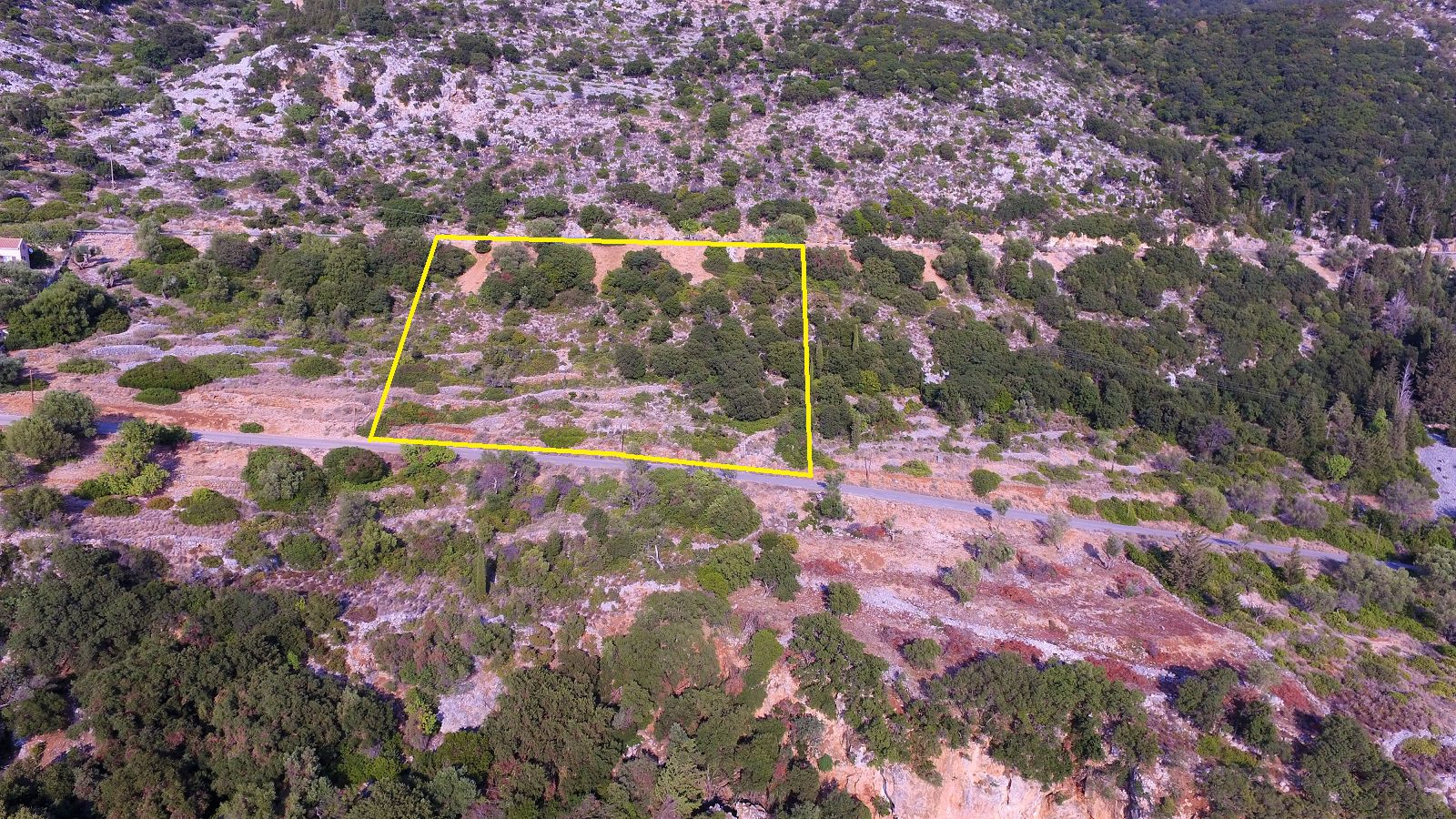 Aerial views of land for sale Ithaca Greece, Lefki