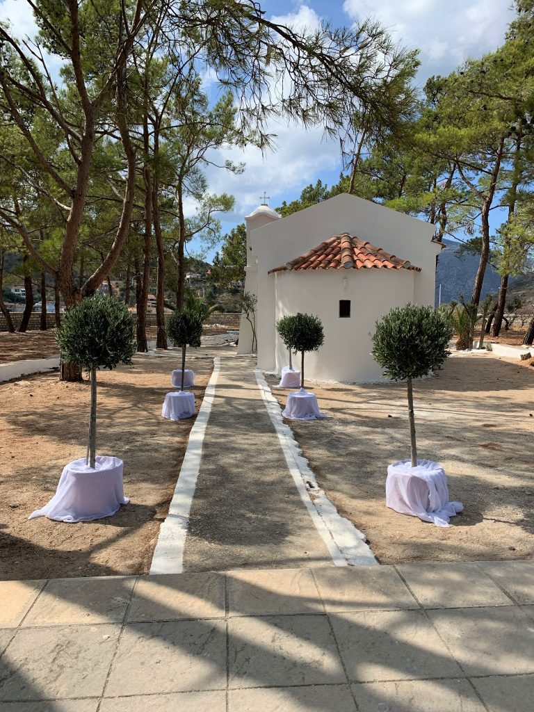 Entrance walkway to church, wedding Ithaca Greece