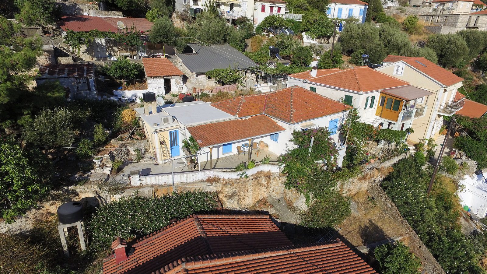 Aerial views of house for sale Ithaca Greece, Vathi