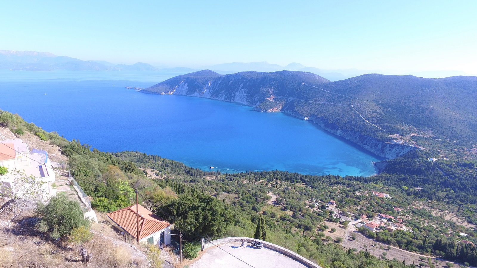 Sea view of house for sale showing Afales bay, Ithaca Greece, Exoghi