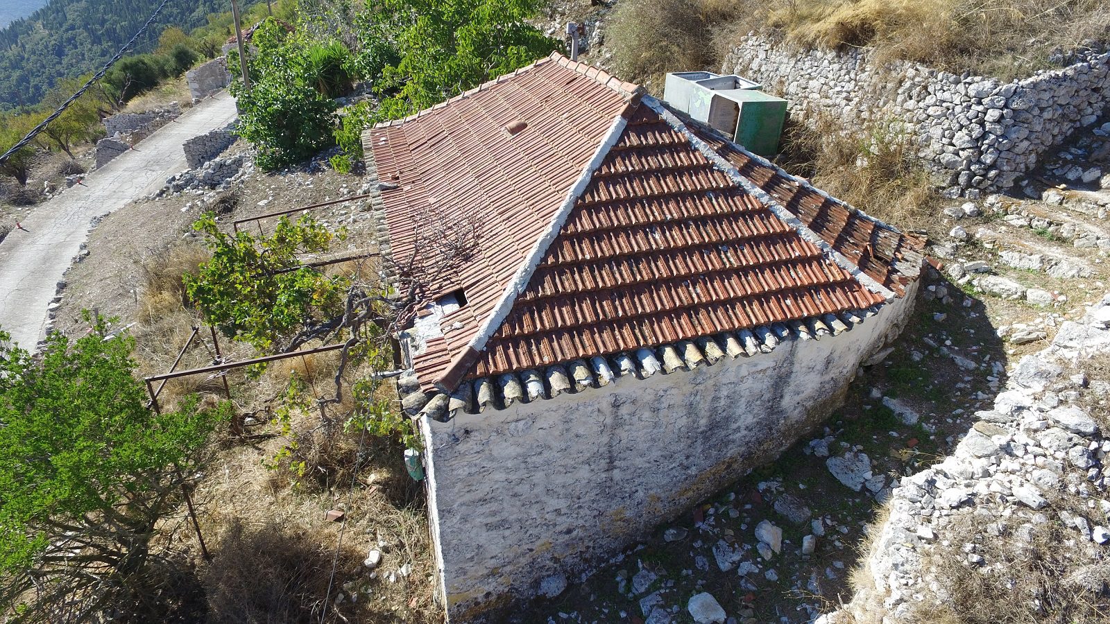 Aerial view of house for sale Ithaca Greece, Exoghi