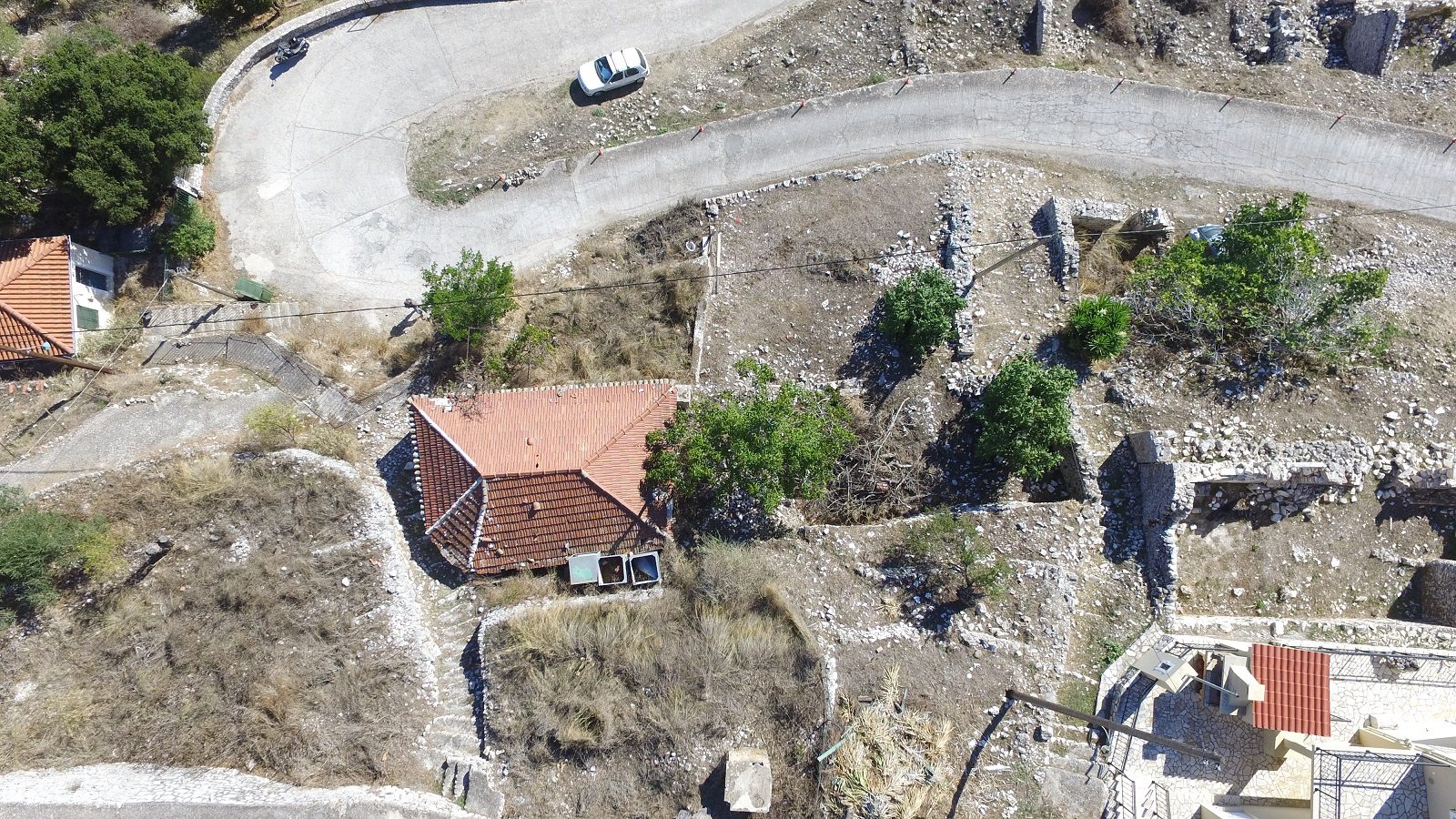 Aerial view of house for sale Ithaca Greece, Exoghi