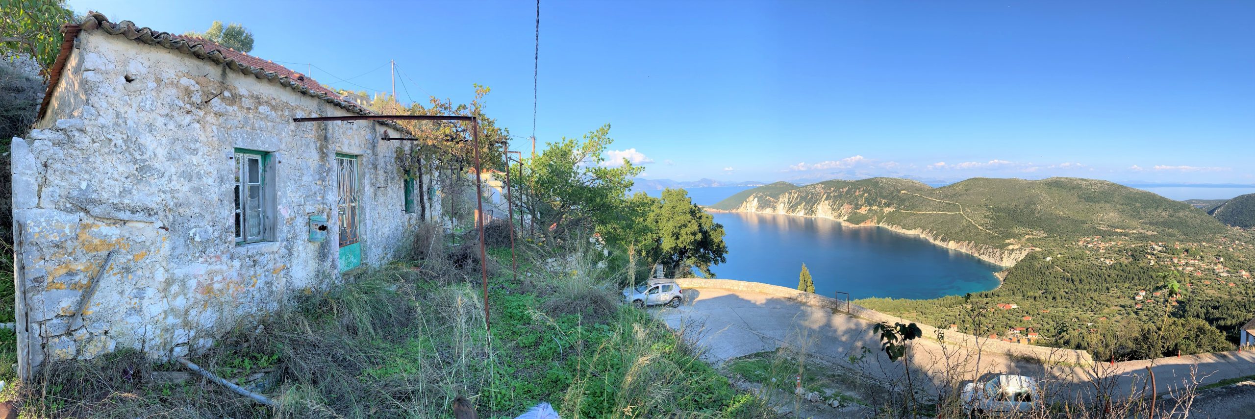 Panoramic sea view showing house for sale Ithaca Greece, Exoghi