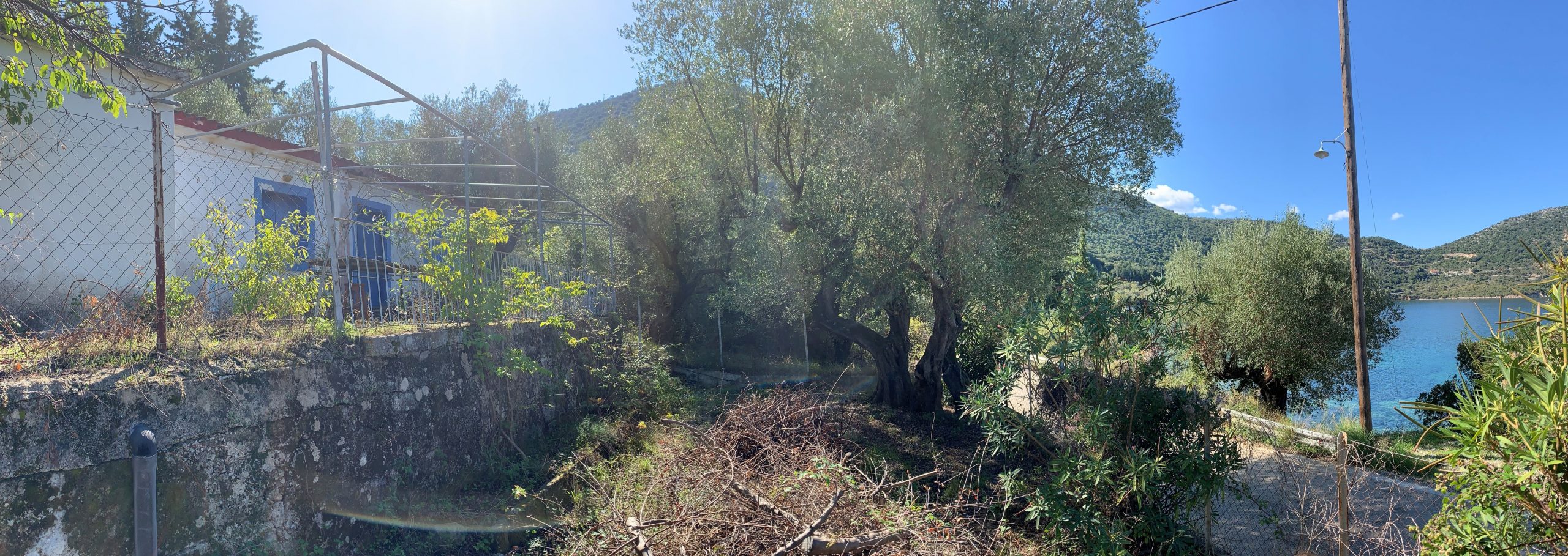 Panoramic view of house and view for sale Ithaca Greece, Aetos