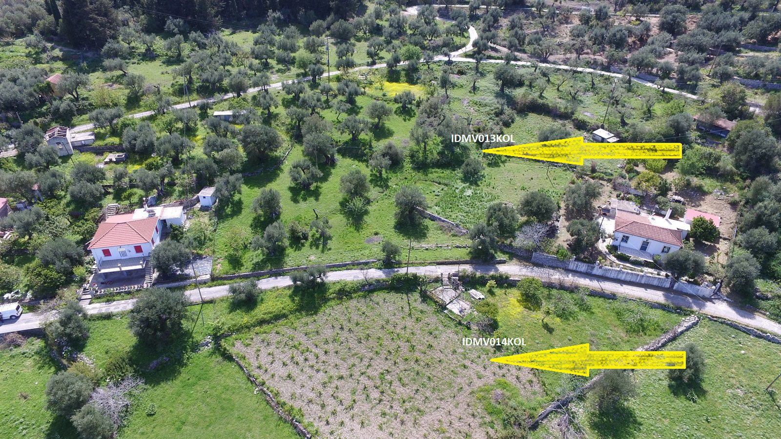 Aerial view of land for sale Ithaca Greece, Kolleri